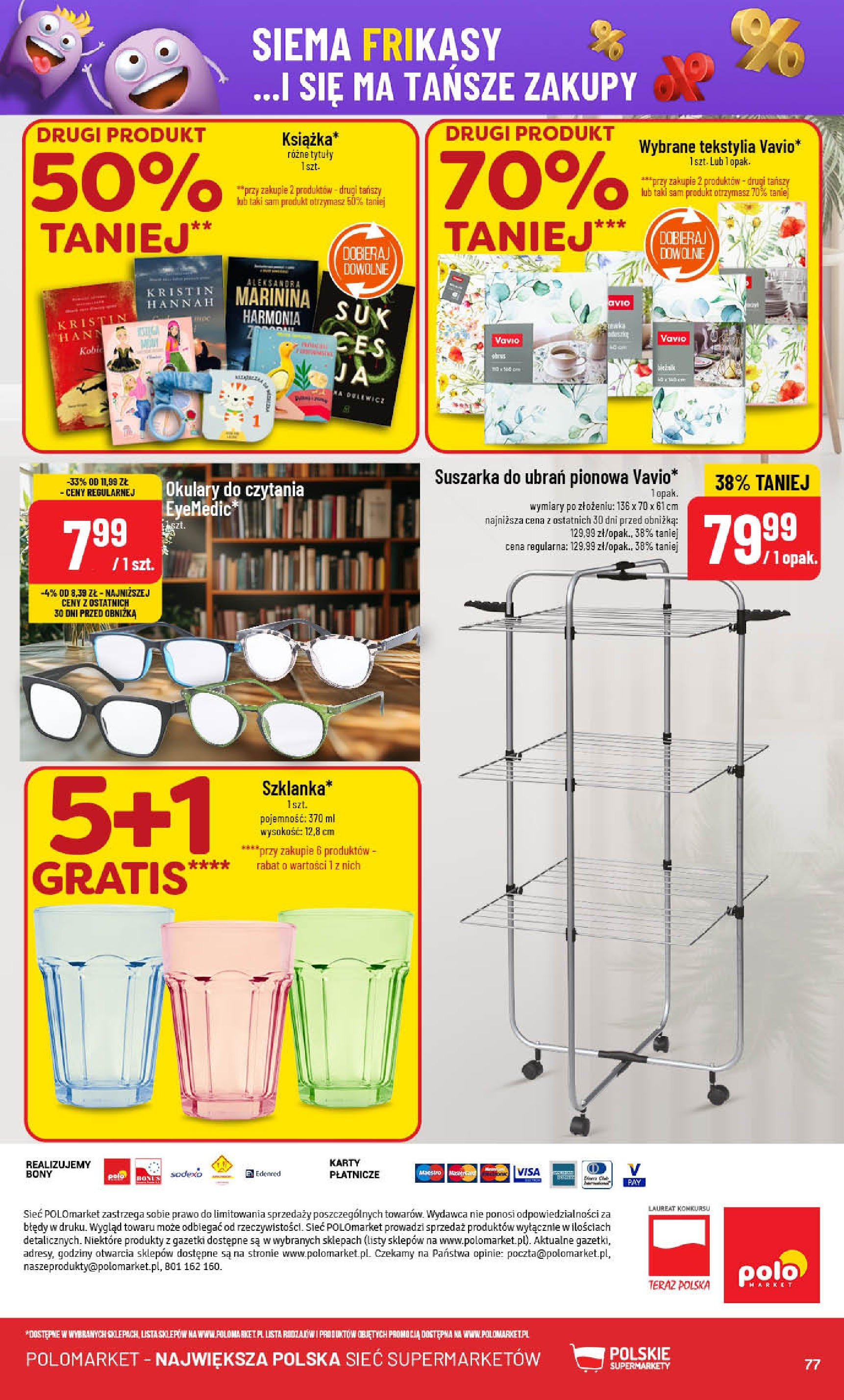 POLOmarket gazetka od jutra (27.08.2025) | Nowa PDF | Strona: 77 | Produkty: Okulary, Suszarka, Tekstylia POLOmarket gazetka od jutra (27.08.2025) - Nowa PDF | Strona: 77 | Produkty: Okulary, Suszarka, Tekstylia
