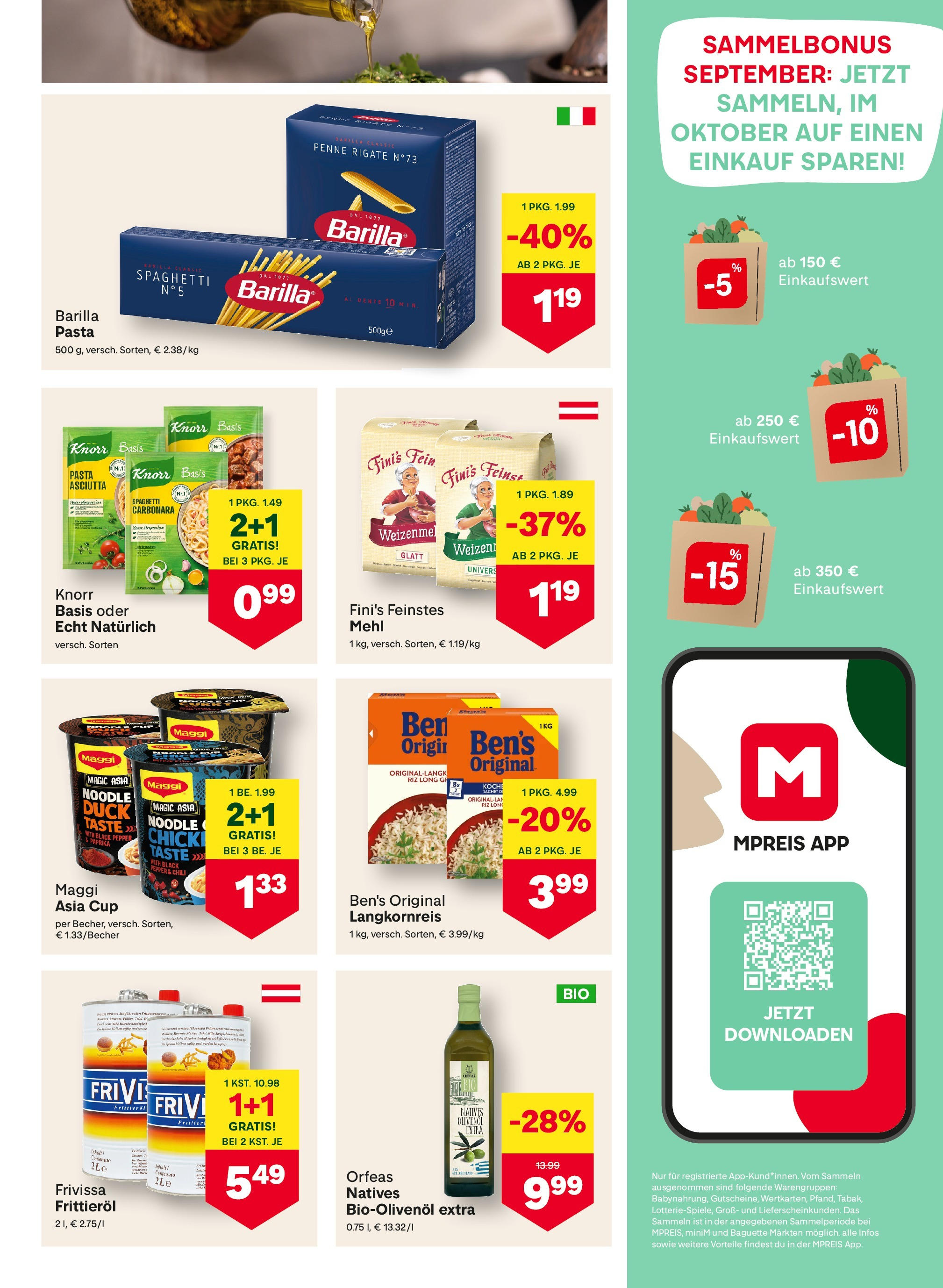 MPREIS Saalbach (04.09.2025) || Aktuelle Angebote | Seite: 13 | Produkte: Pasta, Chili, Jääkaappipakastin, Hajdina liszt MPREIS Saalbach von 04.09.2025 - Aktuelle Angebote | Seite: 13 | Produkte: Pasta, Chili, Jääkaappipakastin, Hajdina liszt