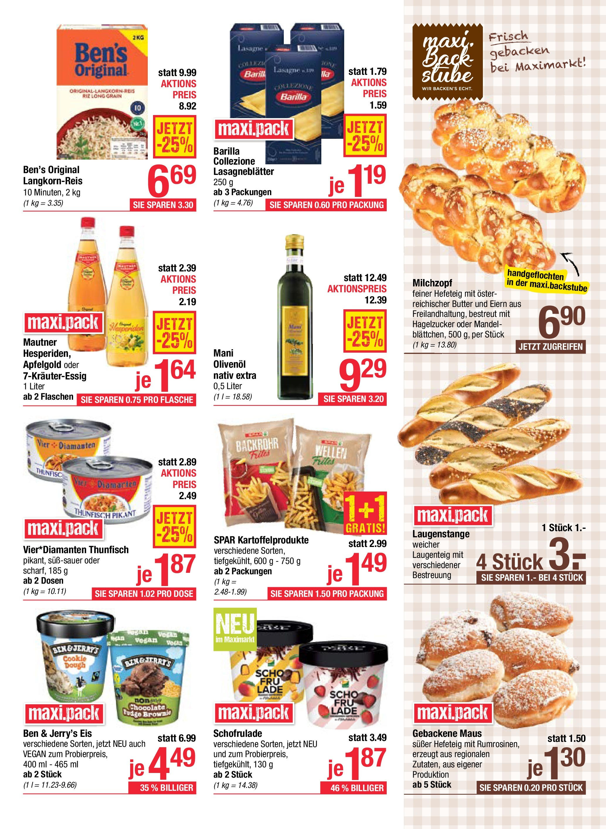 Maximarkt Ried (01.09.2025) || Aktuelle Angebote | Seite: 9 | Produkte: Eis, Maus, Butter Maximarkt Ried von 01.09.2025 - Aktuelle Angebote | Seite: 9 | Produkte: Eis, Maus, Butter
