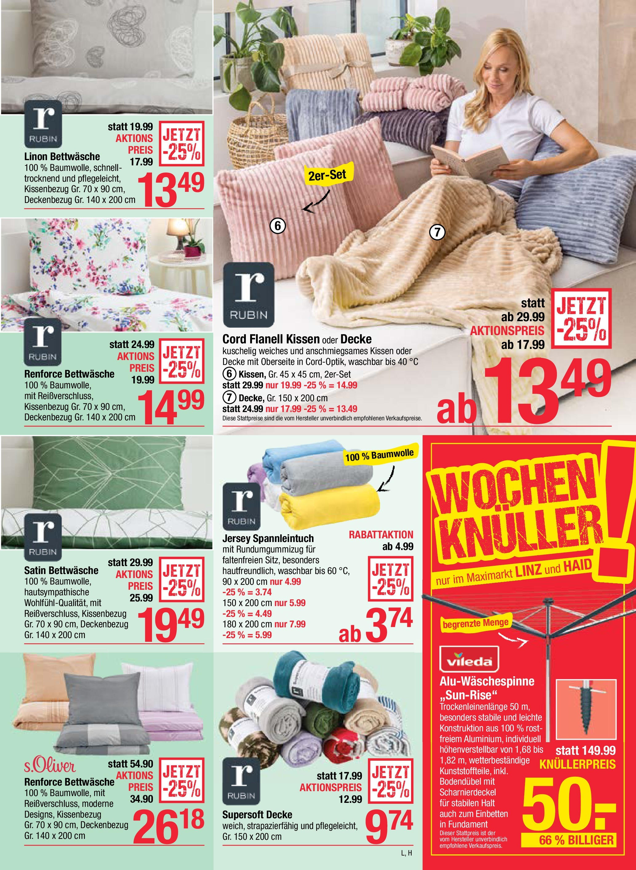 Maximarkt Haid, Linz (01.09.2025) || Aktuelle Angebote | Seite: 23 | Produkte: Kissen, Decke Maximarkt Haid, Linz von 01.09.2025 - Aktuelle Angebote | Seite: 23 | Produkte: Kissen, Decke