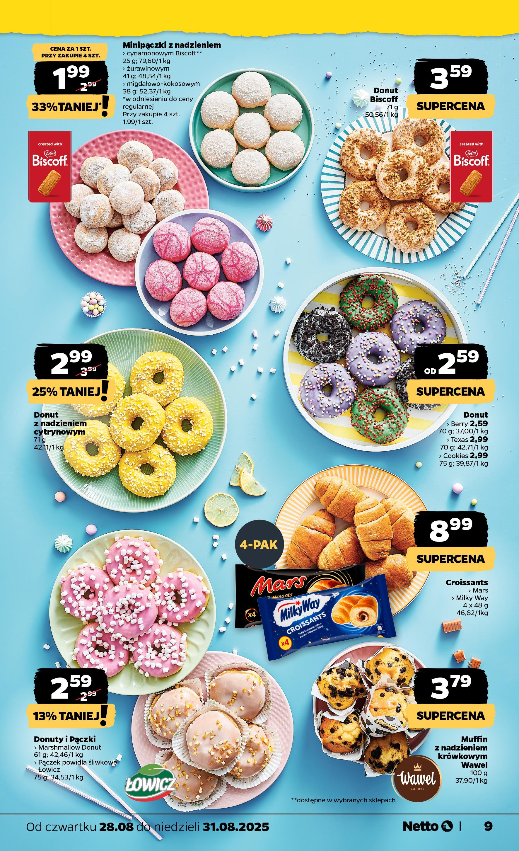 Netto gazetka - Spożywcza od 28.08.2025 | Promocje | Strona: 9 | Produkty: Powidła śliwkowe, Pączki, Donut, Powidła Netto gazetka - Spożywcza od 28.08.2025 - Aktualne promocje | Strona: 9 | Produkty: Powidła śliwkowe, Pączki, Donut, Powidła