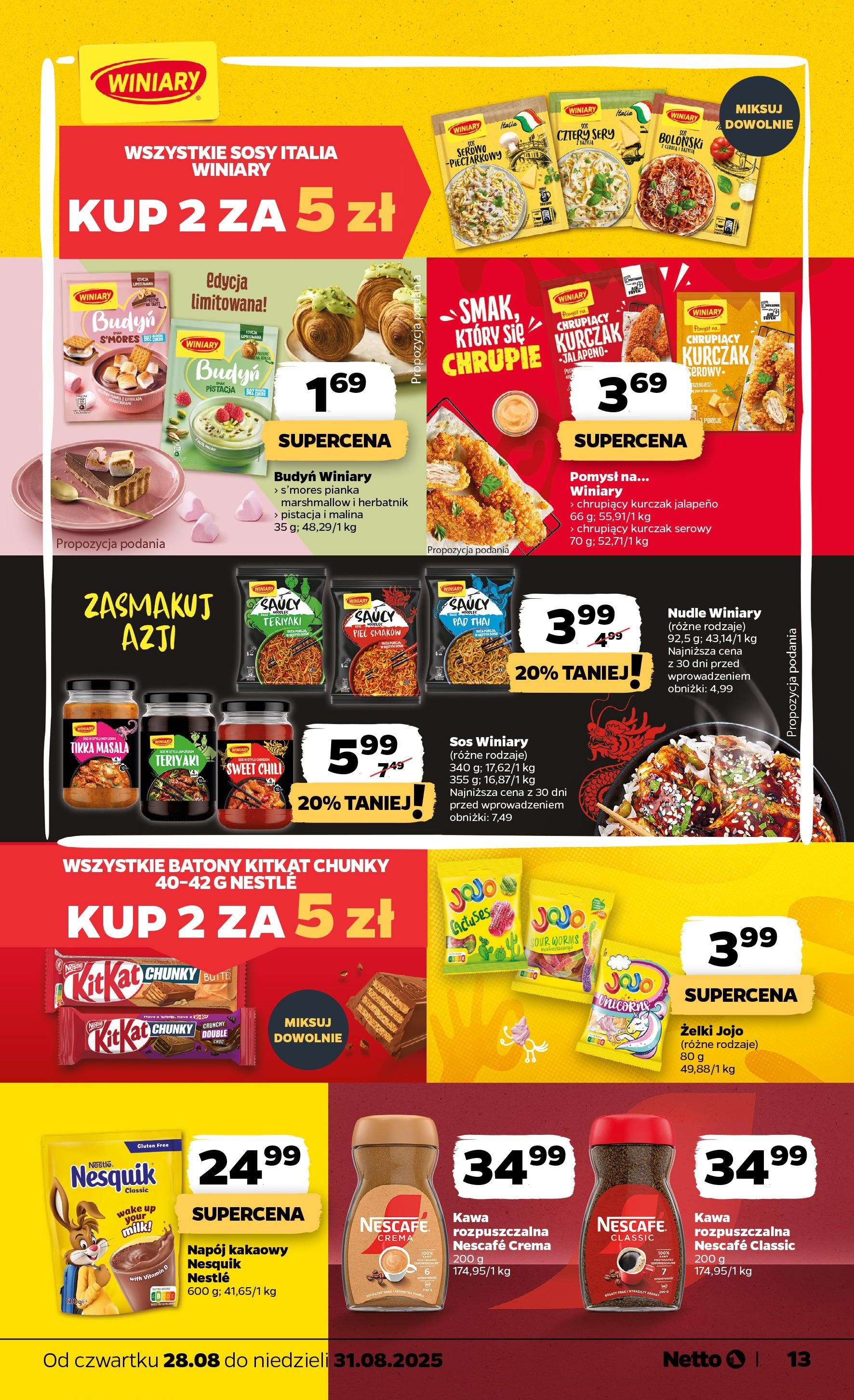Netto gazetka - Spożywcza od 28.08.2025 | Promocje | Strona: 13 | Produkty: Nescafe, Tikka masala, Sery, Sos Netto gazetka - Spożywcza od 28.08.2025 - Aktualne promocje | Strona: 13 | Produkty: Nescafe, Tikka masala, Sery, Sos