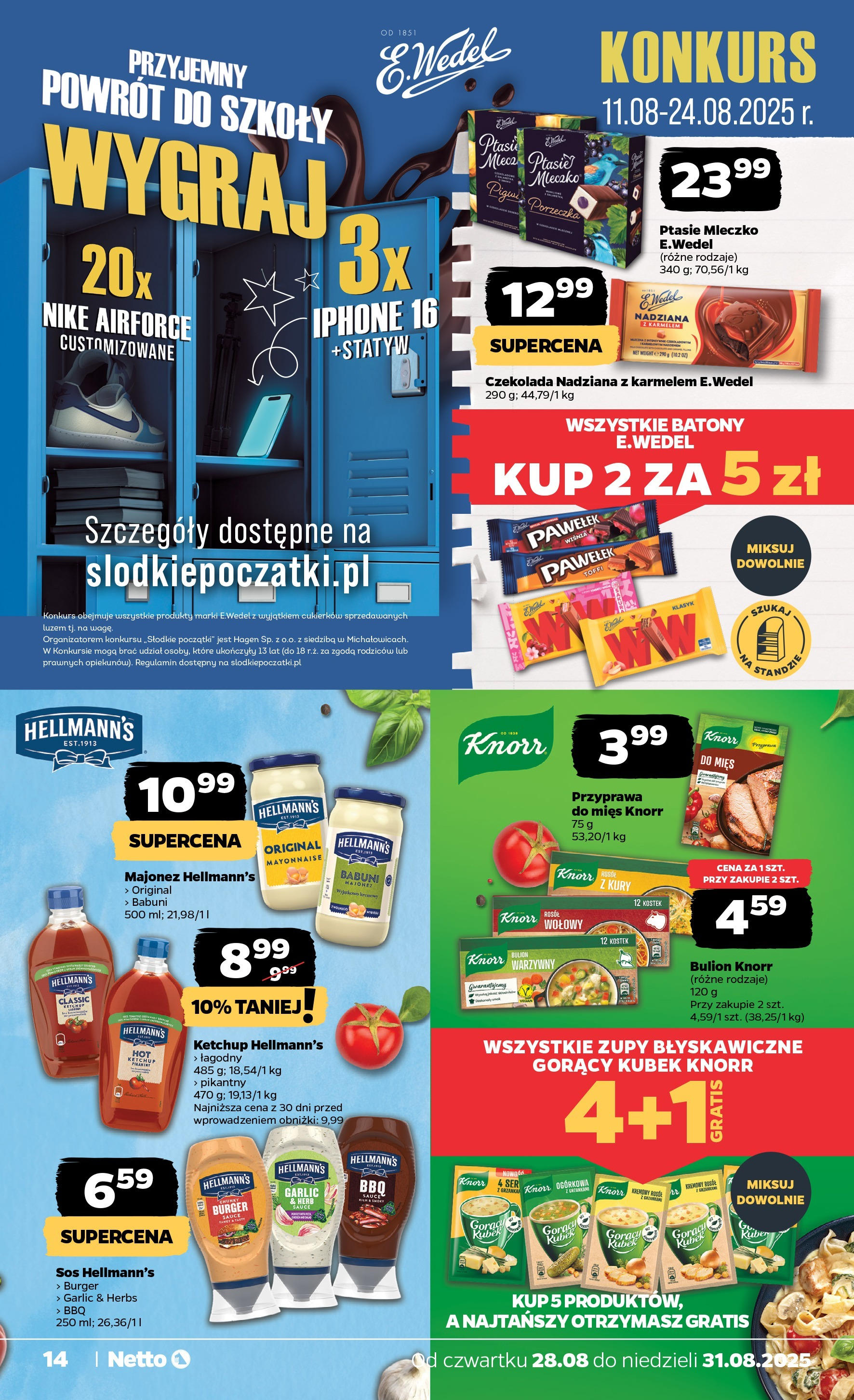 Netto gazetka - Spożywcza od 28.08.2025 | Promocje | Strona: 14 | Produkty: Porzeczka, Bulion warzywny, Ptasie mleczko, Ser Netto gazetka - Spożywcza od 28.08.2025 - Aktualne promocje | Strona: 14 | Produkty: Porzeczka, Bulion warzywny, Ptasie mleczko, Ser