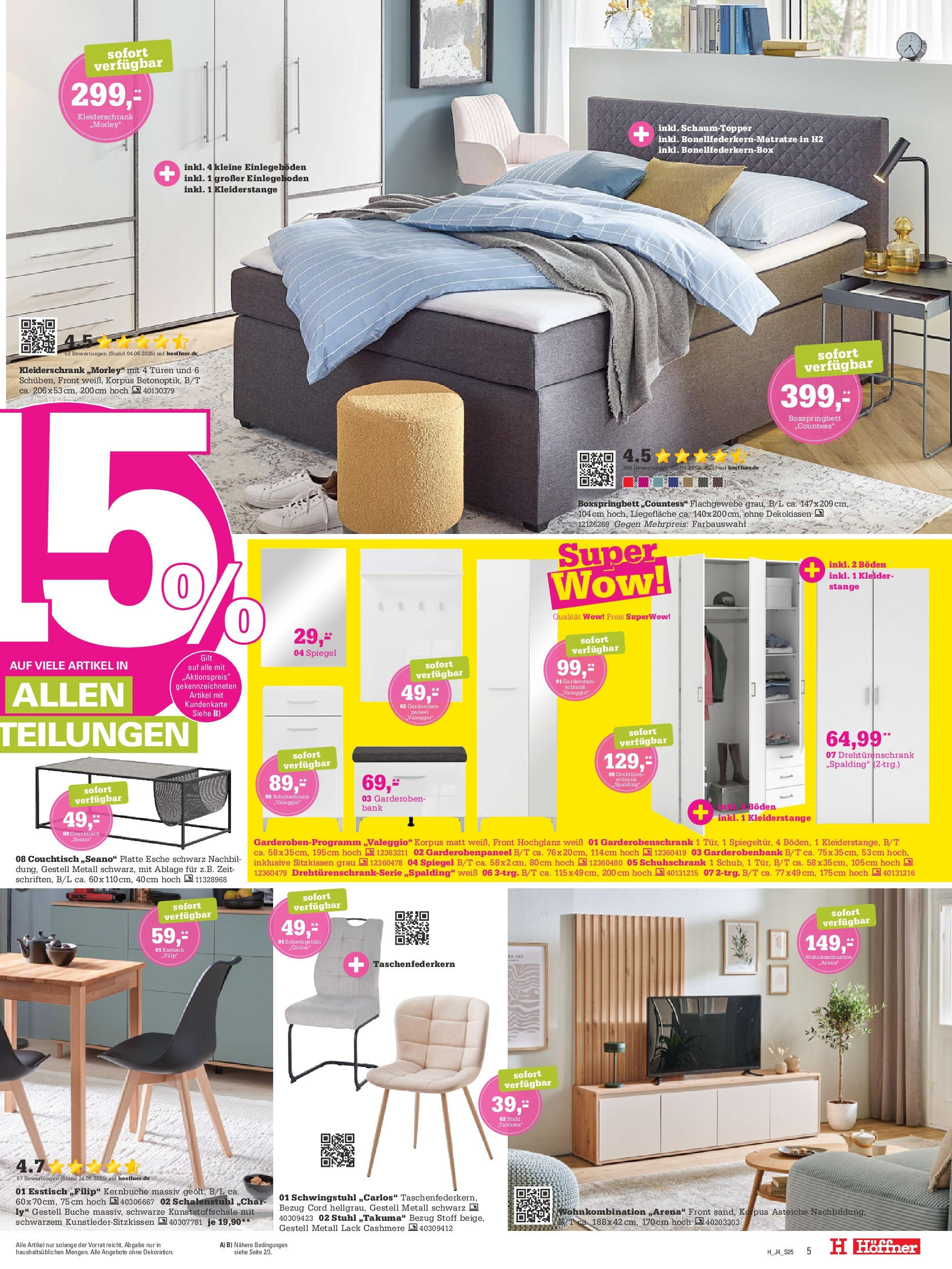 Höffner - Höffner: Möbelangebote (ab 26.08.2025) zum Blättern | Seite: 5 | Produkte: Kleiderschrank, Boxspringbett, Couchtisch, Spiegel Höffner - Höffner: Möbelangebote (ab 26.08.2025) zum Blättern | Seite: 5 | Produkte: Kleiderschrank, Boxspringbett, Couchtisch, Spiegel
