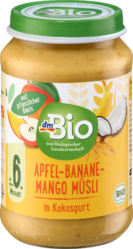 dmBio Frucht & Getreide Apfel, Banane, Mango Müsli in Kokos, ab dem 6. Monat