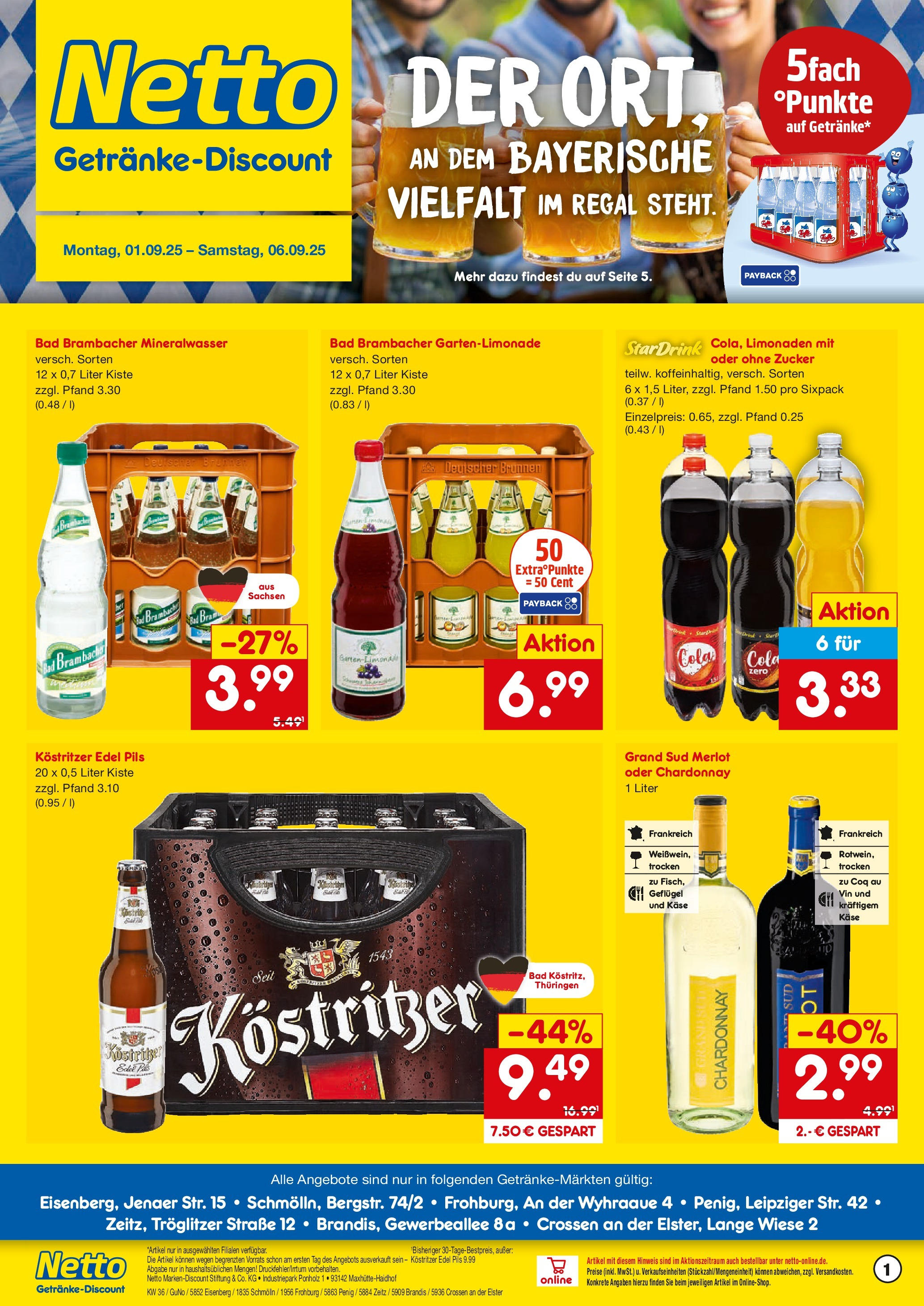Netto Marken-Discount prospekt Schmölln (ab 01.09.2025) » Angebote | Seite: 1 | Produkte: Regal, Bad, Mineralwasser, Grand sud Netto Marken-Discount prospekt Schmölln (ab 01.09.2025) » Angebote | Seite: 1 | Produkte: Regal, Bad, Mineralwasser, Grand sud