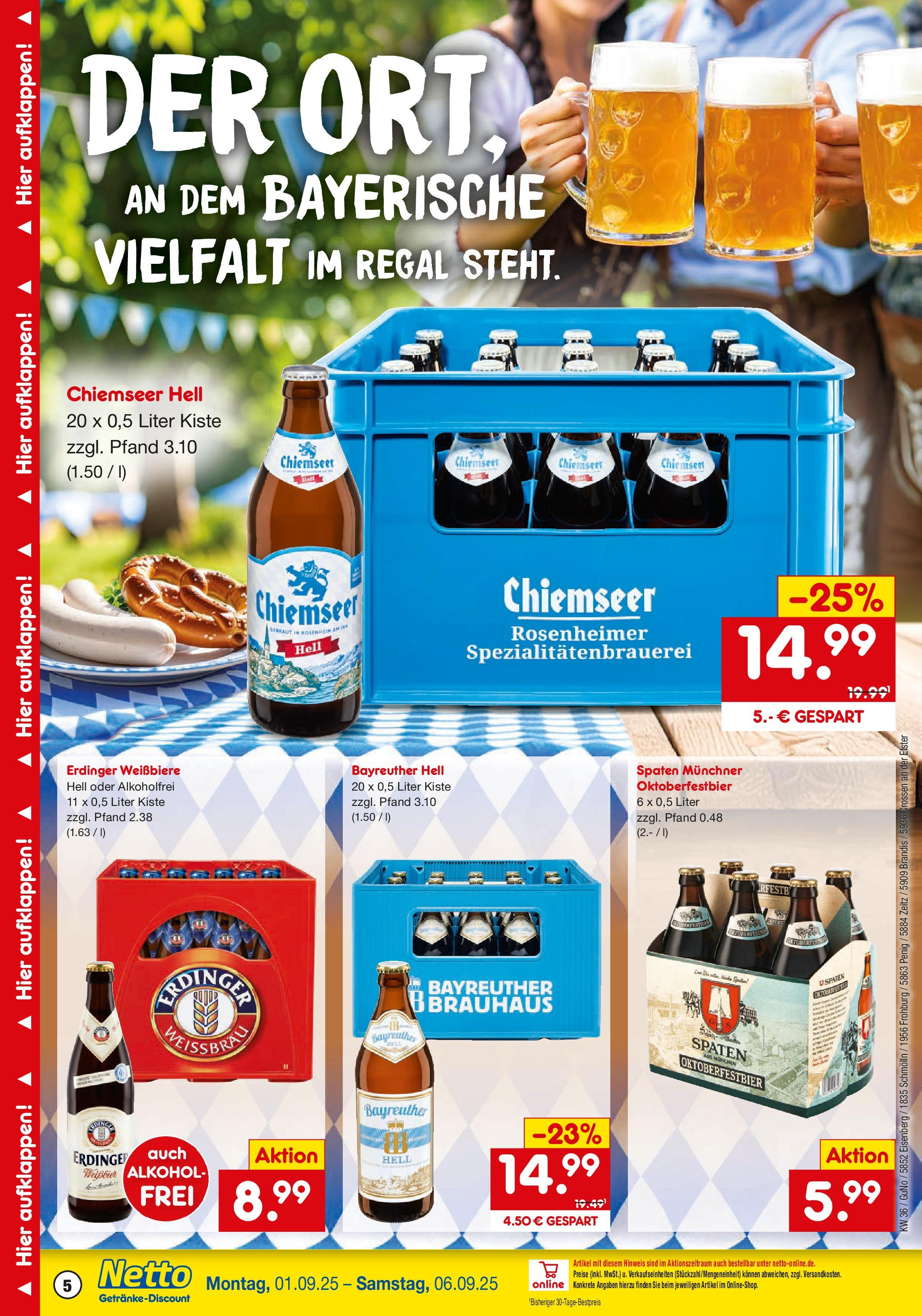 Netto Marken-Discount prospekt Schmölln (ab 01.09.2025) » Angebote | Seite: 5 | Produkte: Bayreuther hell, Erdinger, Regal Netto Marken-Discount prospekt Schmölln (ab 01.09.2025) » Angebote | Seite: 5 | Produkte: Bayreuther hell, Erdinger, Regal
