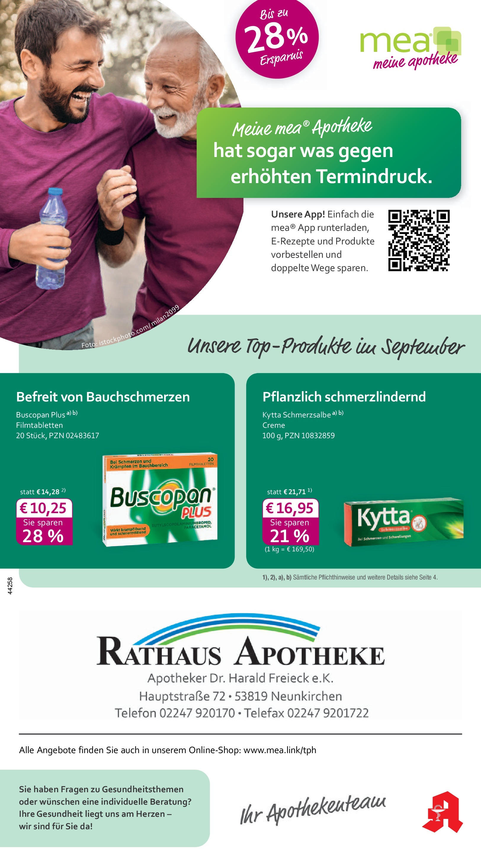Entdecke - mea Apotheke: Top Angebote im September! (ab 31.08.2025) zum Blättern | Seite: 1 | Produkte: Creme, Telefon