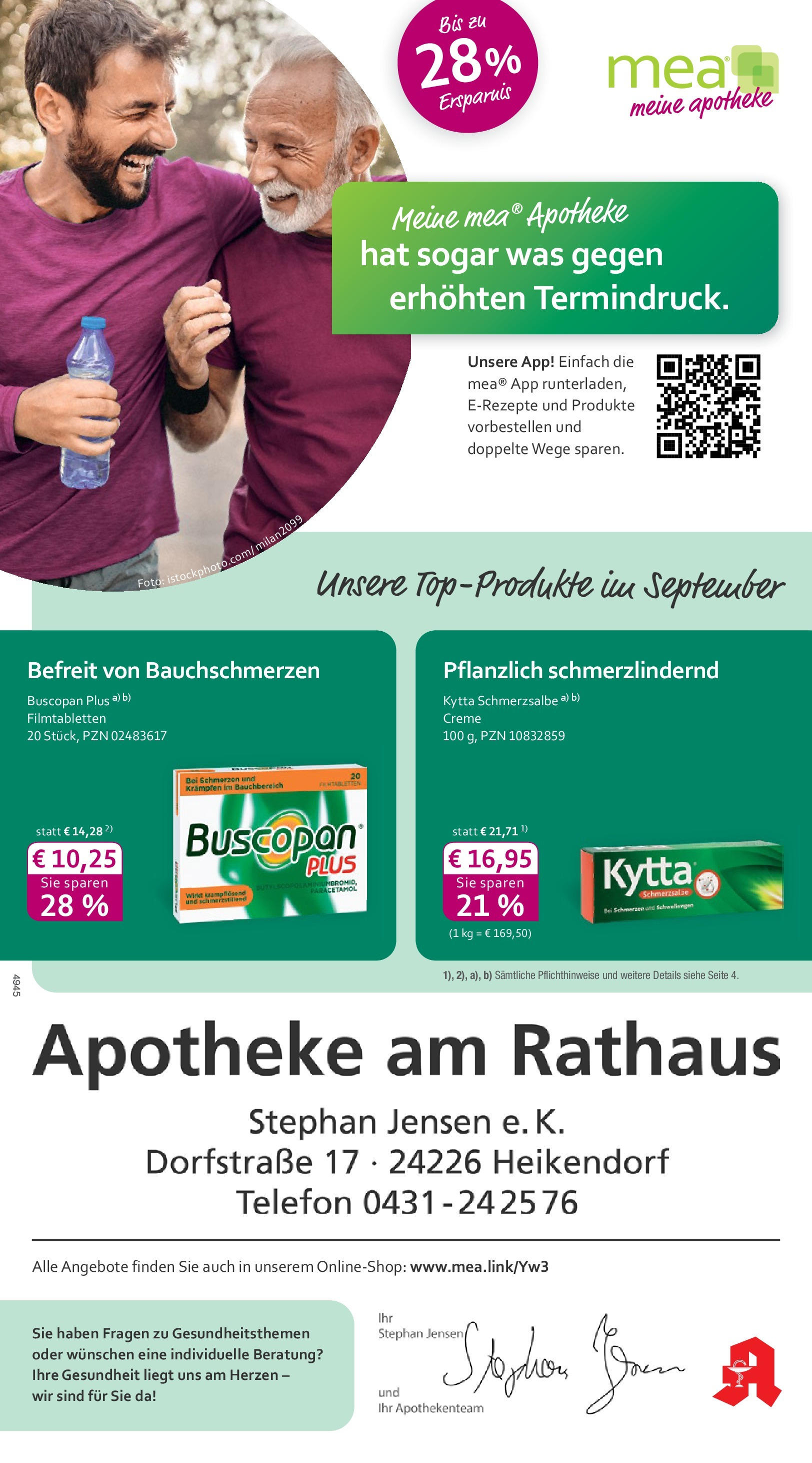 Entdecke - mea Apotheke: Top Angebote im September! (ab 31.08.2025) zum Blättern | Seite: 1 | Produkte: Creme, Telefon