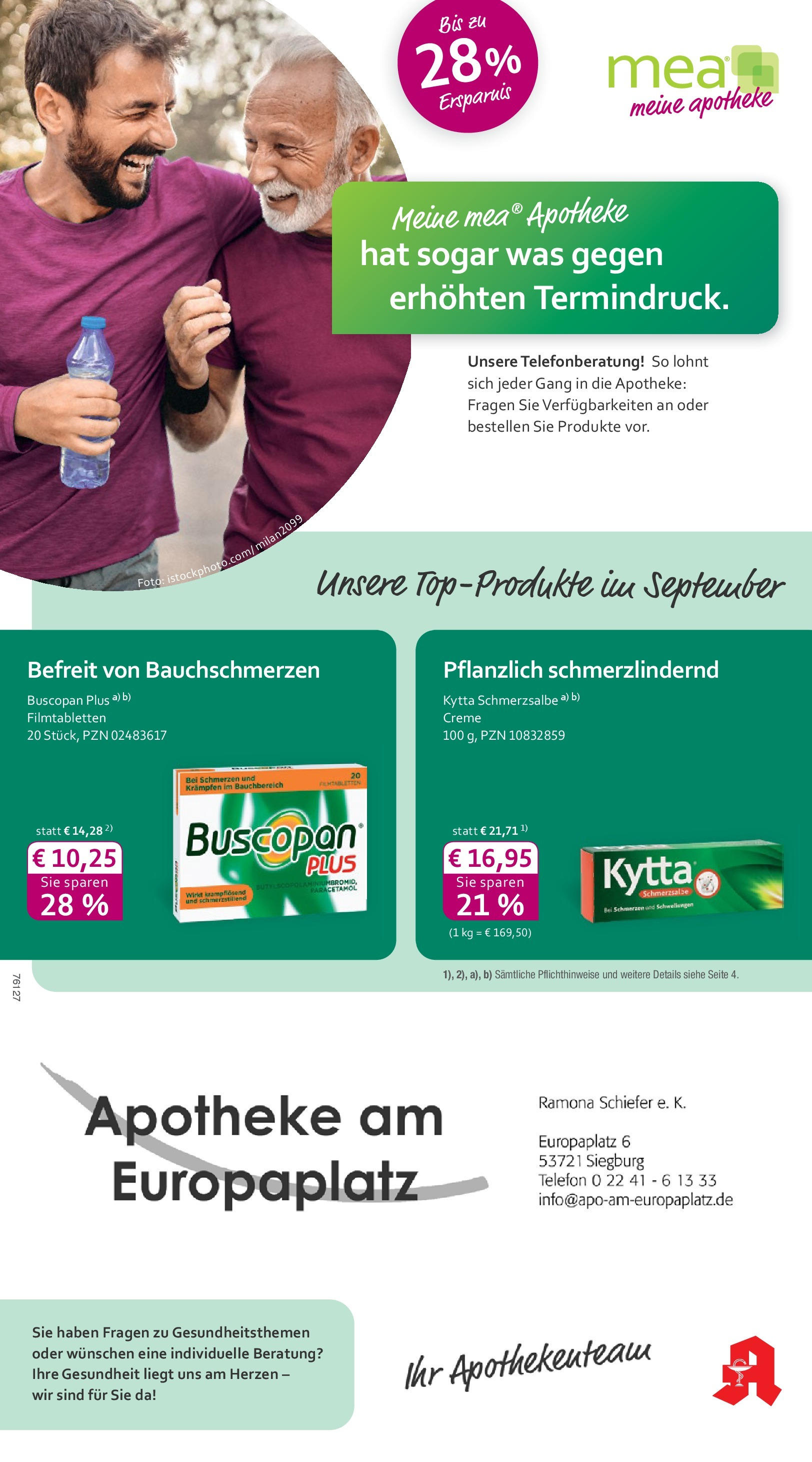 Entdecke - mea Apotheke: Top Angebote im September! (ab 31.08.2025) zum Blättern | Seite: 1 | Produkte: Creme, Telefon