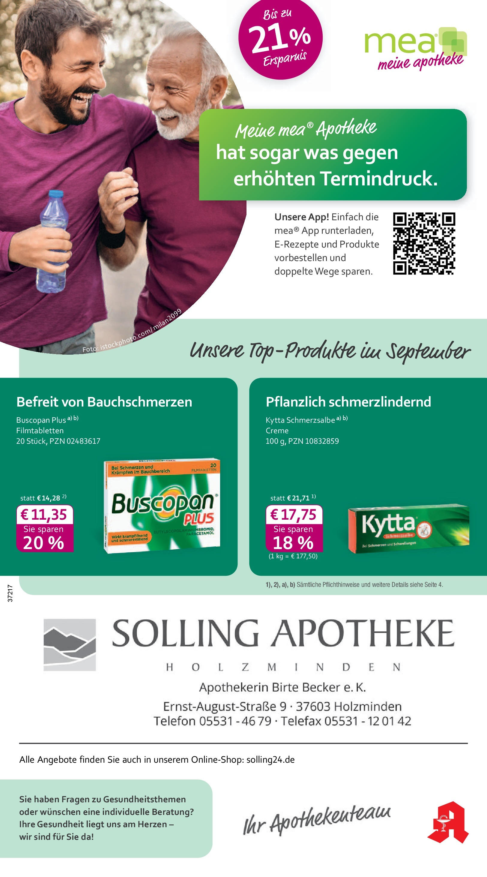 Entdecke - mea Apotheke: Top Angebote im September! (ab 31.08.2025) zum Blättern | Seite: 1 | Produkte: Creme, Telefon