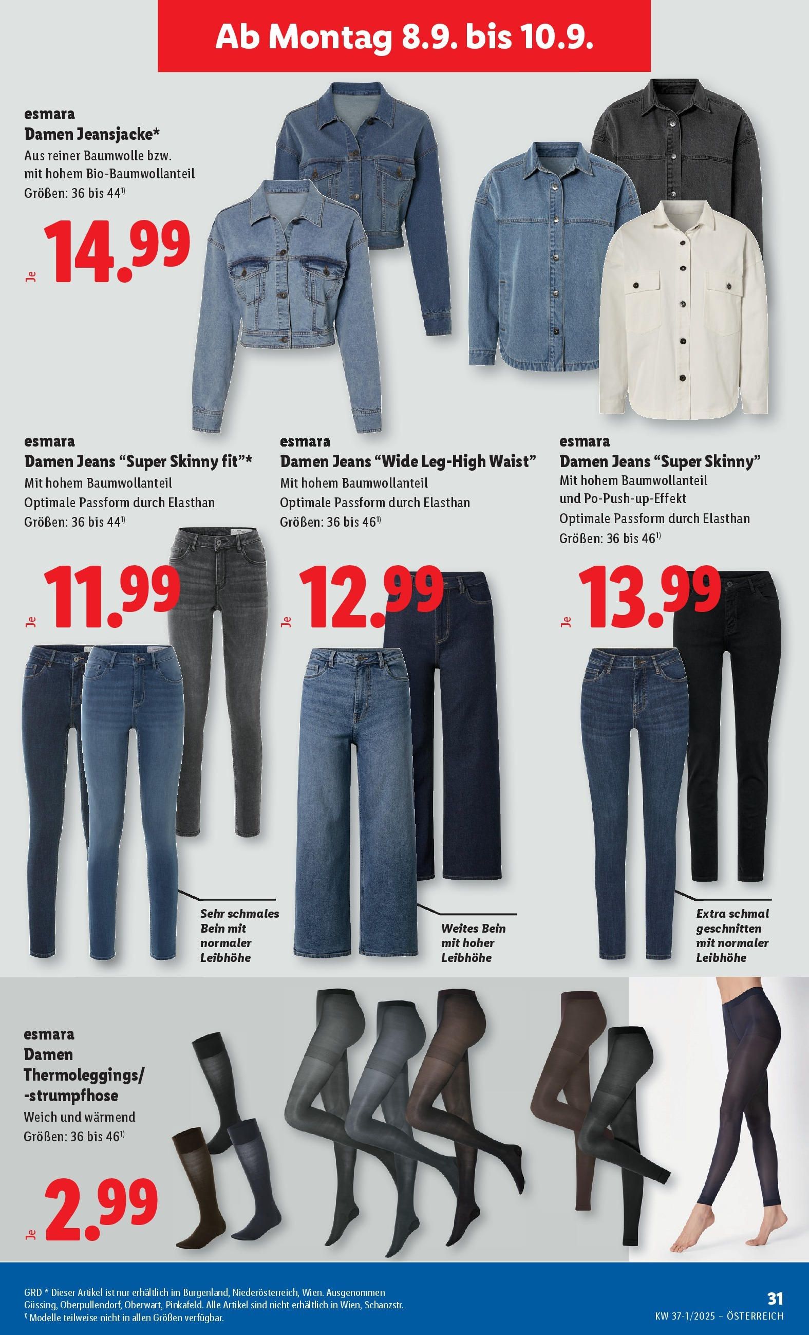 Lidl Flugblatt - Wien, Langenzersdorf, Zwettl ab 04.09.2025 - Angebote ab donnerstag | Seite: 35 | Produkte: Jeans, Strumpfhose
