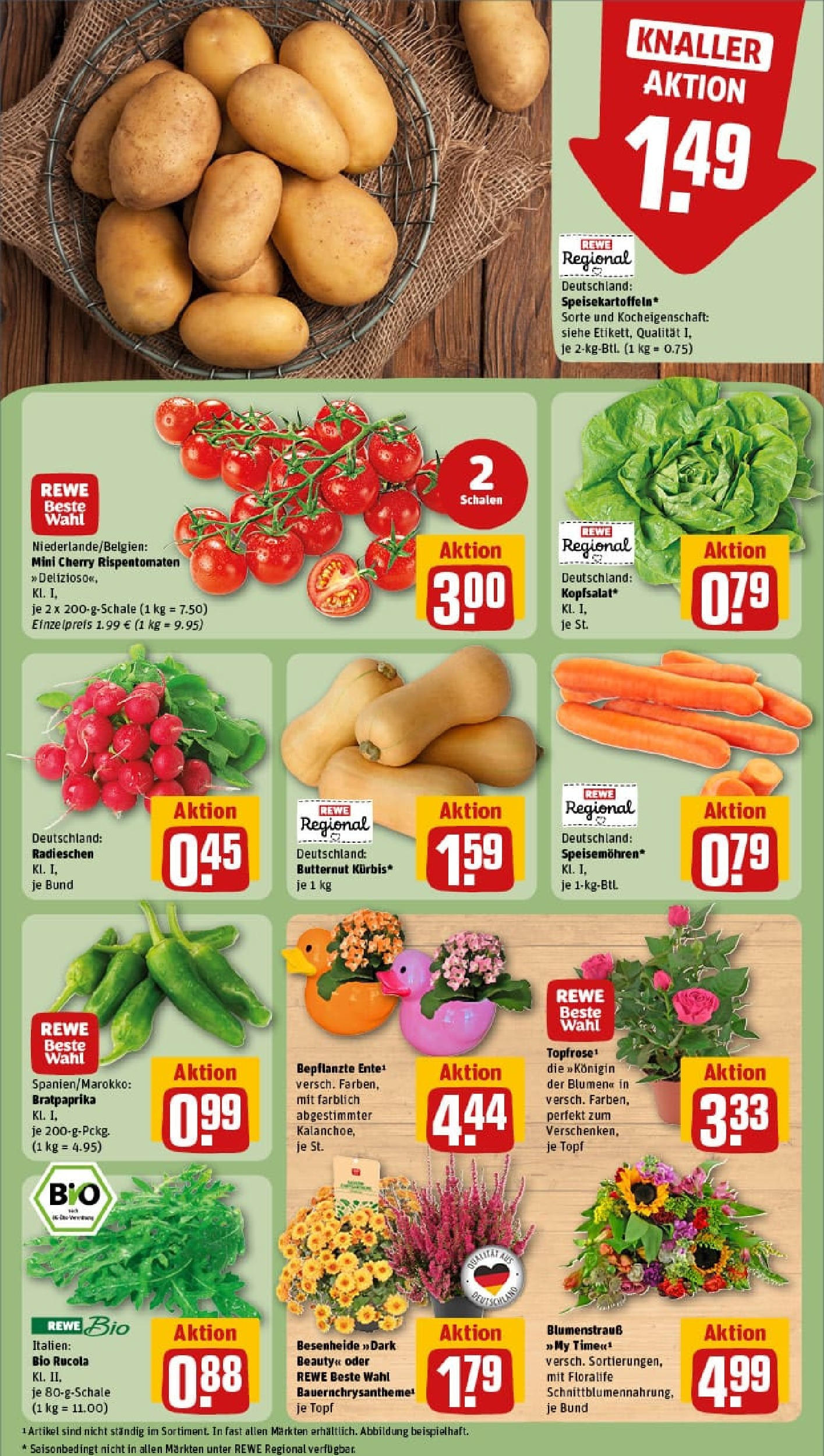 REWE Prospekt ab 01.09.2025 zum Blättern » Angebote | Seite: 9 | Produkte: Rucola, Blumen, Ente REWE Prospekt ab 01.09.2025 zum Blättern » Angebote | Seite: 9 | Produkte: Rucola, Blumen, Ente