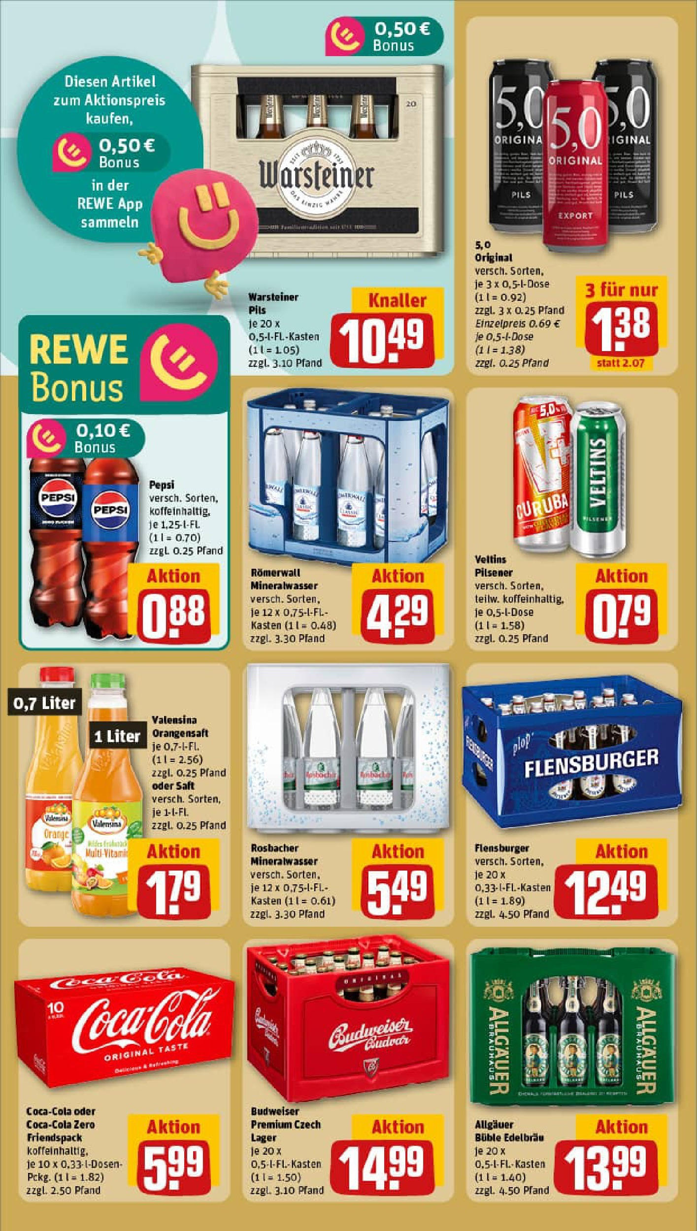 REWE Prospekt ab 01.09.2025 zum Blättern » Angebote | Seite: 18 | Produkte: Mineralwasser, Flensburger, Valensina, Budweiser REWE Prospekt ab 01.09.2025 zum Blättern » Angebote | Seite: 18 | Produkte: Mineralwasser, Flensburger, Valensina, Budweiser