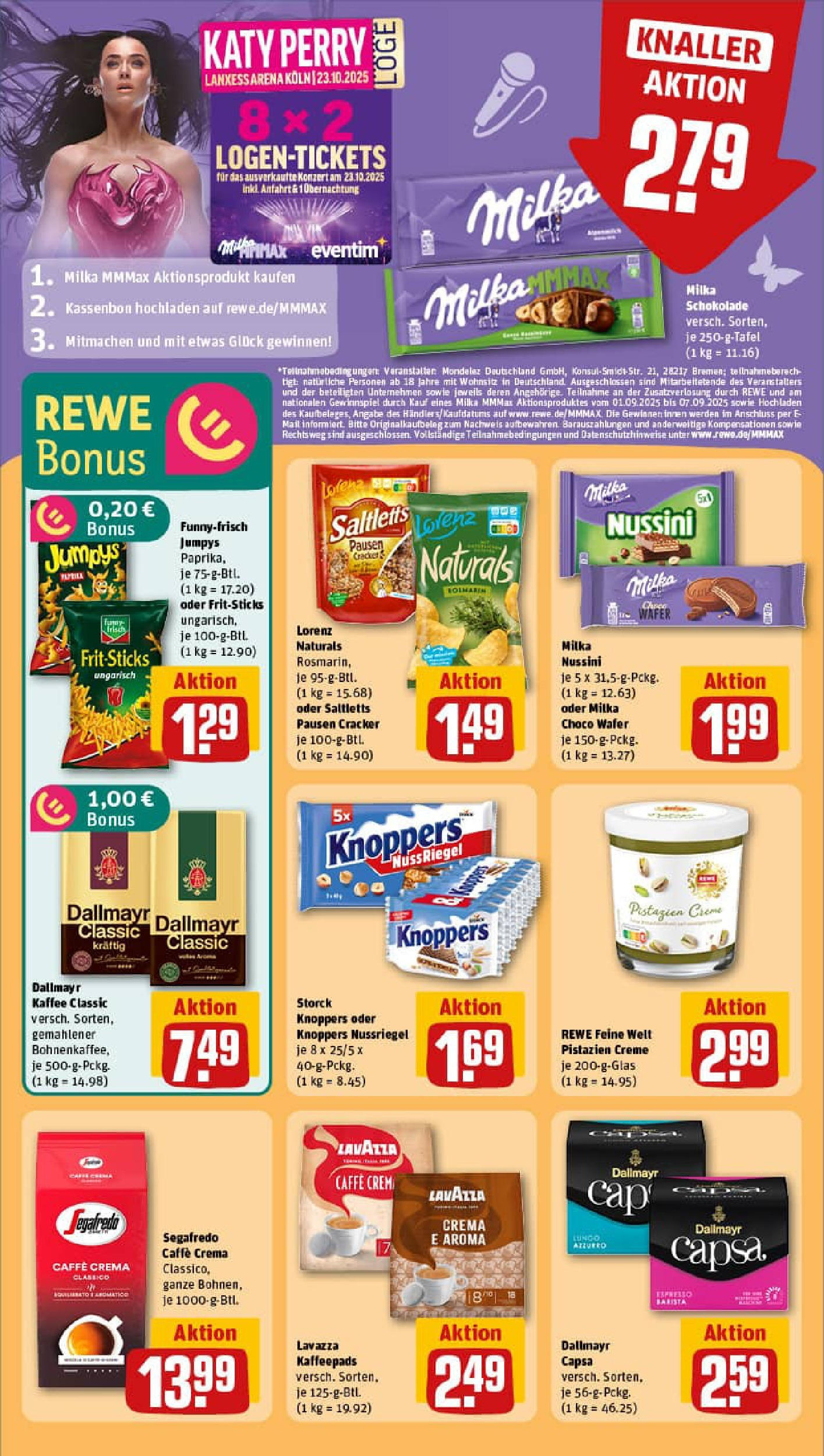 REWE Prospekt ab 01.09.2025 zum Blättern » Angebote | Seite: 25 | Produkte: Milka schokolade, Milka, Creme, Dallmayr capsa REWE Prospekt ab 01.09.2025 zum Blättern » Angebote | Seite: 25 | Produkte: Milka schokolade, Milka, Creme, Dallmayr capsa