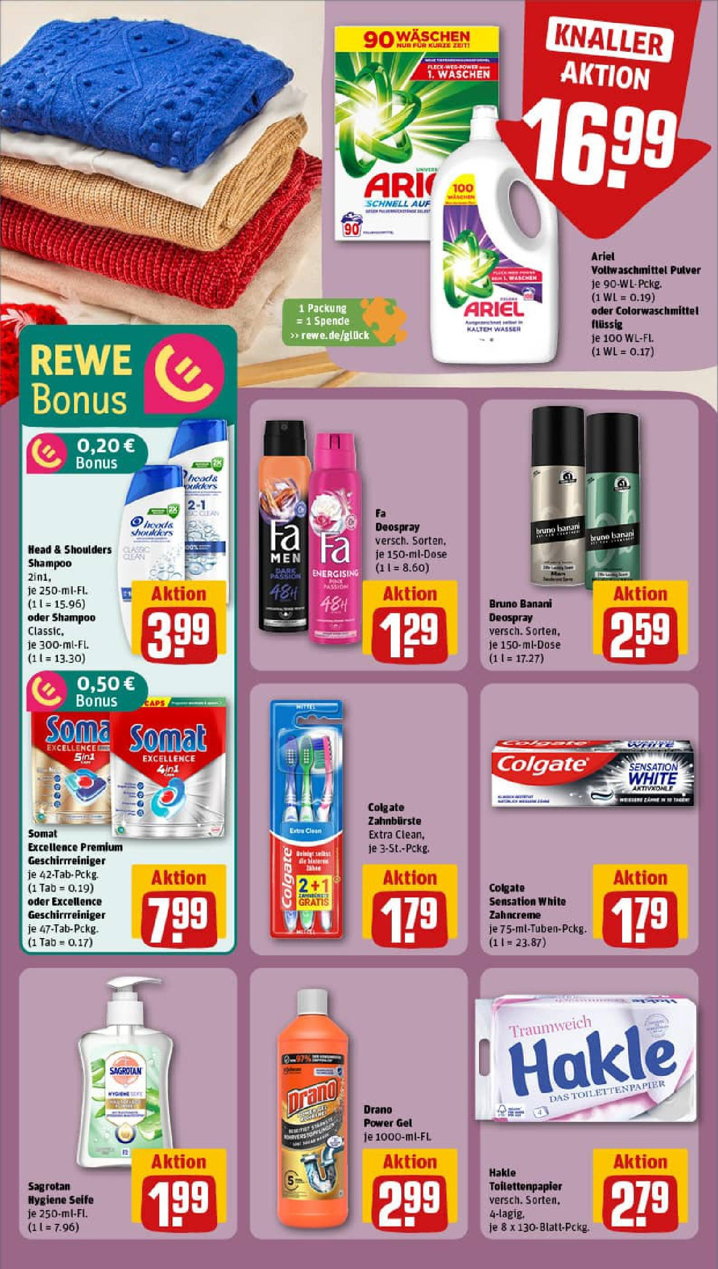 REWE Prospekt ab 01.09.2025 zum Blättern » Angebote | Seite: 28 | Produkte: Ariel, Deodorant, Wasser, Toilettenpapier REWE Prospekt ab 01.09.2025 zum Blättern » Angebote | Seite: 28 | Produkte: Ariel, Deodorant, Wasser, Toilettenpapier