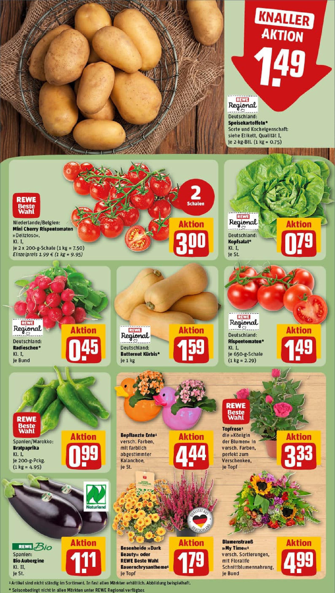 REWE Prospekt ab 01.09.2025 zum Blättern » Angebote | Seite: 9 | Produkte: Blumen, Aubergine, Kürbis, Ente REWE Prospekt ab 01.09.2025 zum Blättern » Angebote | Seite: 9 | Produkte: Blumen, Aubergine, Kürbis, Ente