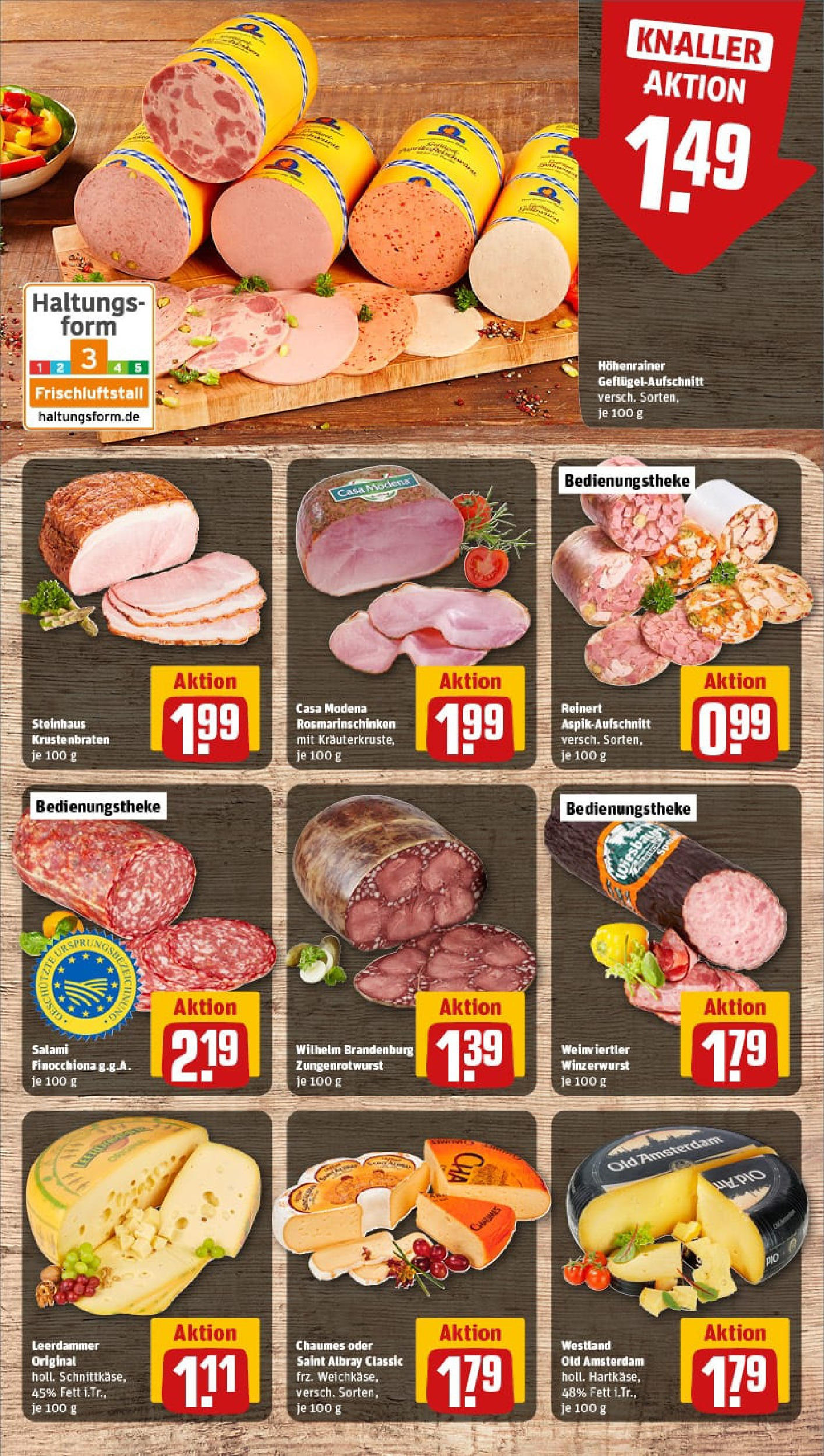 REWE Prospekt ab 01.09.2025 zum Blättern » Angebote | Seite: 13 | Produkte: Krustenbraten, Leerdammer, Salami