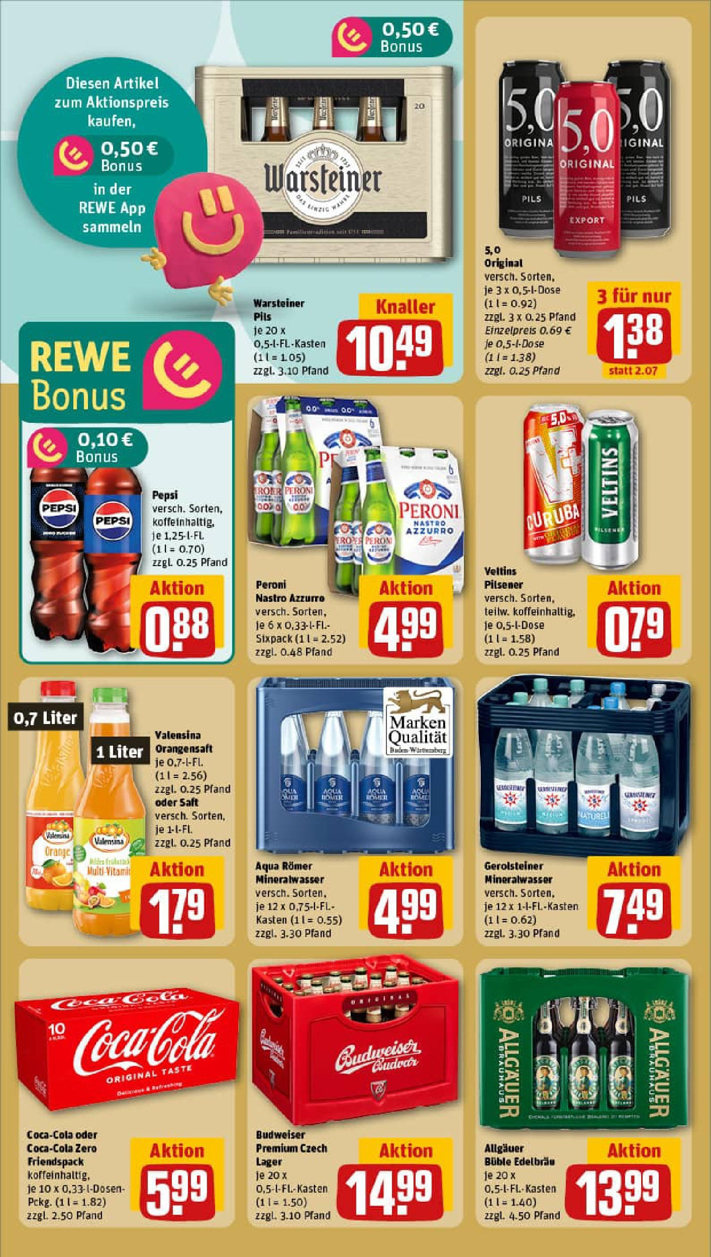 REWE Prospekt ab 01.09.2025 zum Blättern » Angebote | Seite: 20 | Produkte: Pepsi, Budweiser, Saft, Veltins