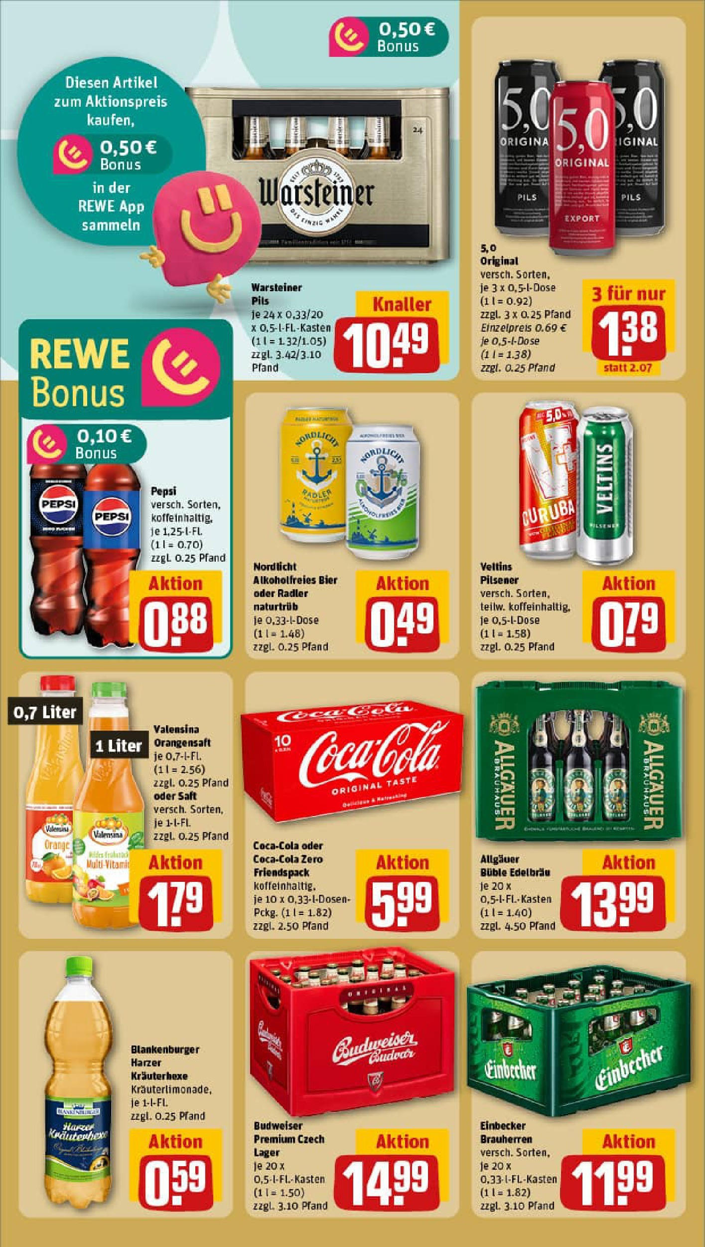 REWE Prospekt ab 01.09.2025 zum Blättern » Angebote | Seite: 22 | Produkte: Bier, Pils, Orangensaft, Budweiser