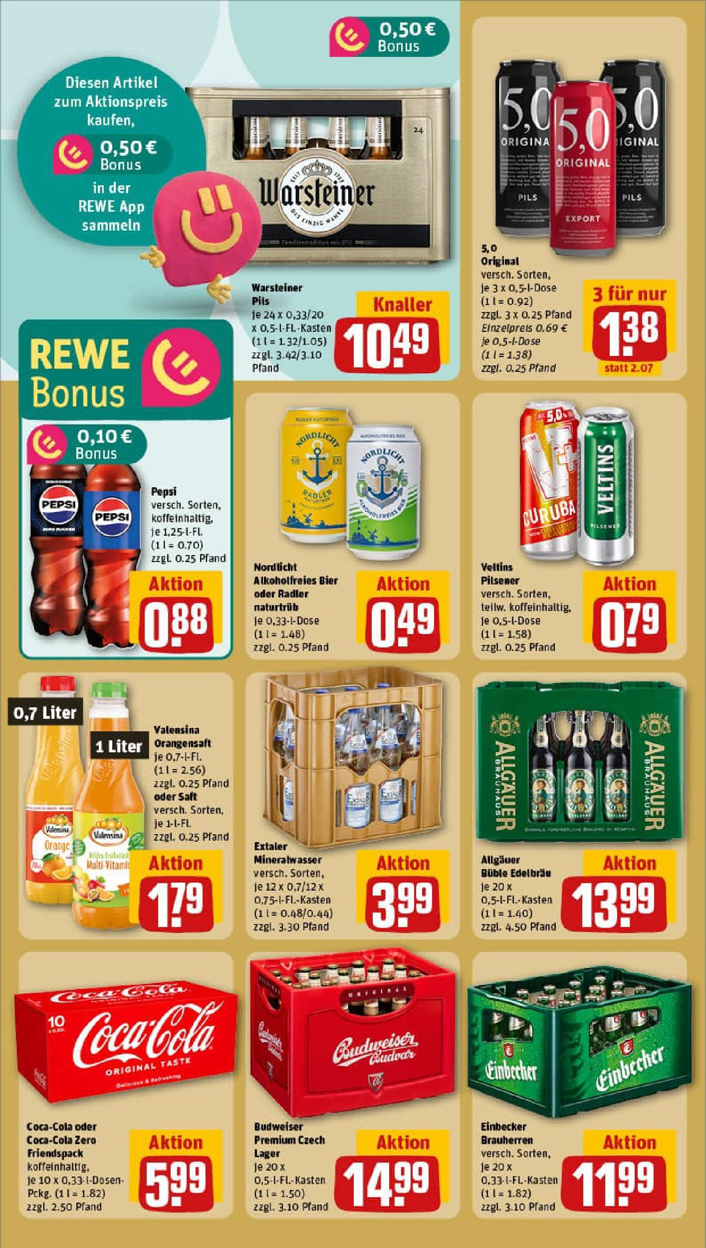 REWE Prospekt ab 01.09.2025 zum Blättern » Angebote | Seite: 22 | Produkte: Bier, Orangensaft, Mineralwasser, Pepsi REWE Prospekt ab 01.09.2025 zum Blättern » Angebote | Seite: 22 | Produkte: Bier, Orangensaft, Mineralwasser, Pepsi