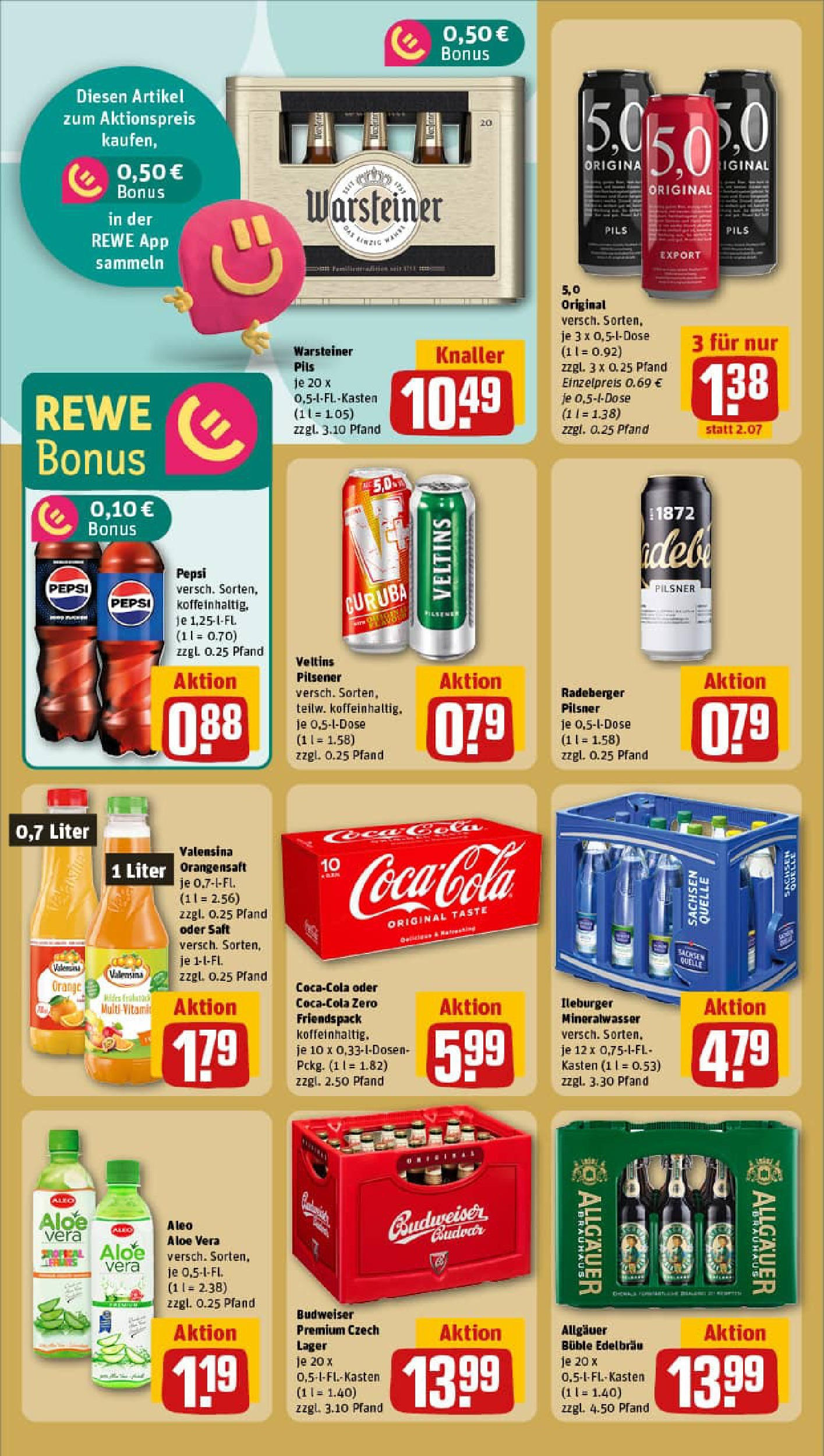 REWE Prospekt ab 01.09.2025 zum Blättern » Angebote | Seite: 20 | Produkte: Mineralwasser, Valensina, Budweiser, Radeberger pilsner REWE Prospekt ab 01.09.2025 zum Blättern » Angebote | Seite: 20 | Produkte: Mineralwasser, Valensina, Budweiser, Radeberger pilsner