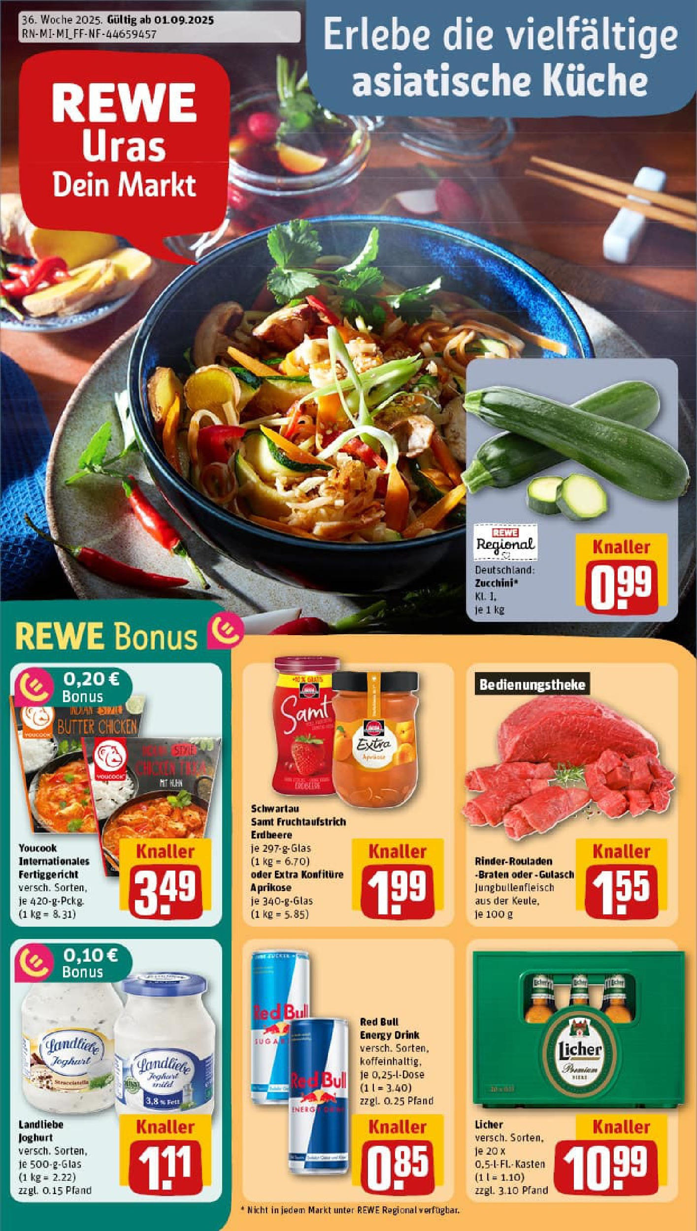 REWE Prospekt ab 01.09.2025 zum Blättern » Angebote | Seite: 1 | Produkte: Rinderrouladen, Youcook, Schwartau samt, Gulasch REWE Prospekt ab 01.09.2025 zum Blättern » Angebote | Seite: 1 | Produkte: Rinderrouladen, Youcook, Schwartau samt, Gulasch