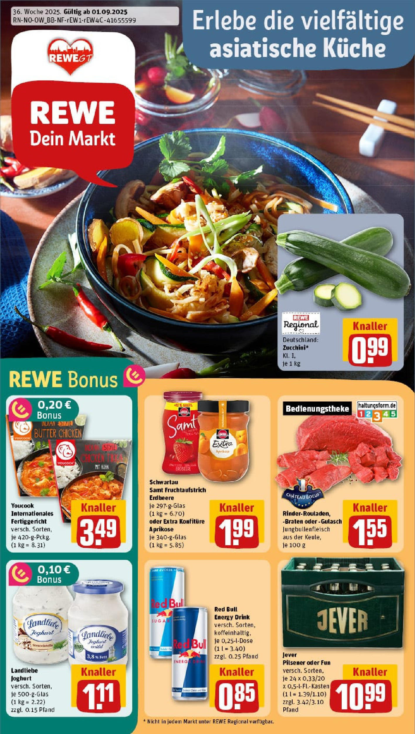 REWE Prospekt ab 01.09.2025 zum Blättern » Angebote | Seite: 1 | Produkte: Youcook, Red bull, Joghurt, Gulasch REWE Prospekt ab 01.09.2025 zum Blättern » Angebote | Seite: 1 | Produkte: Youcook, Red bull, Joghurt, Gulasch