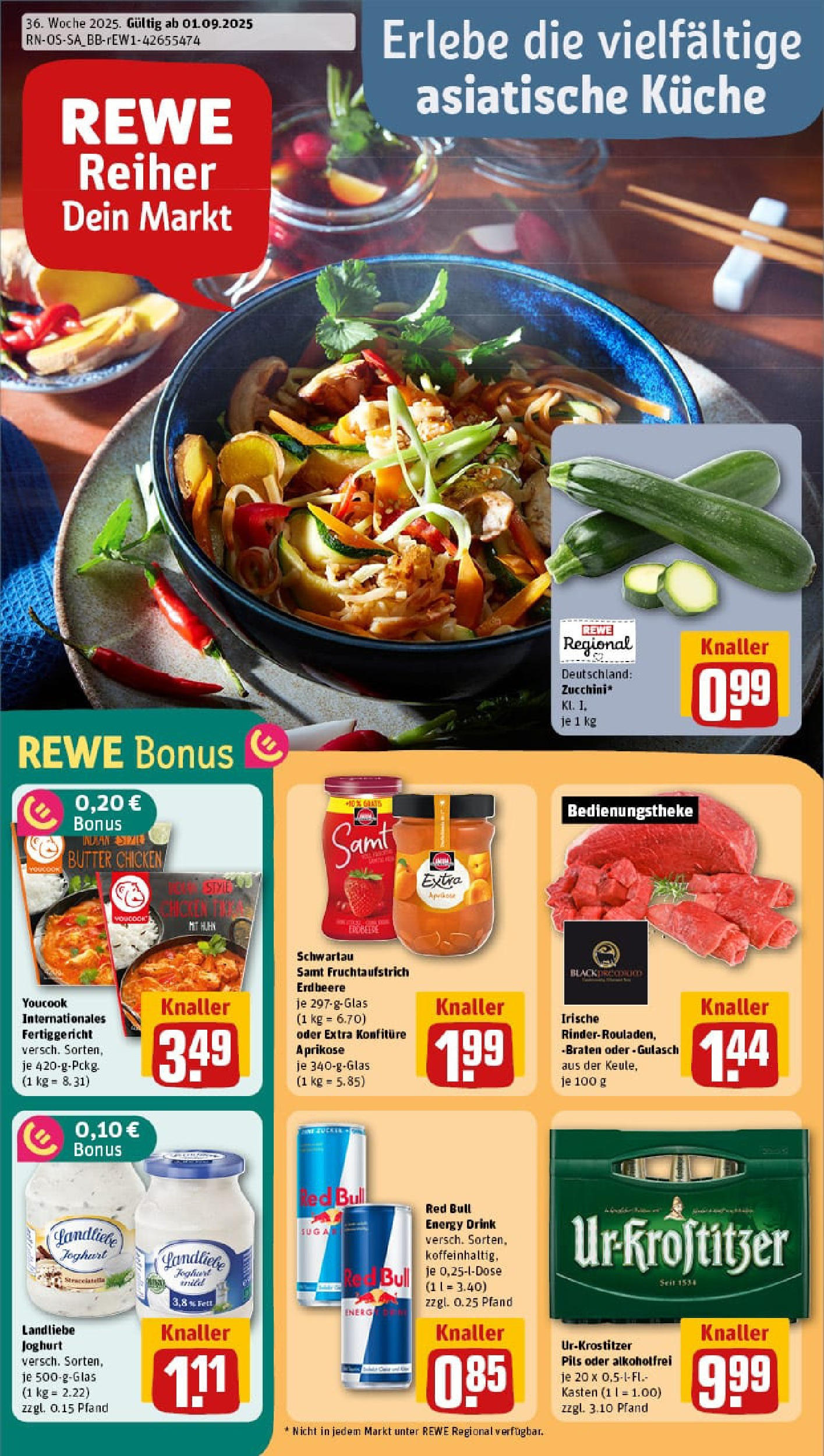 REWE Prospekt ab 01.09.2025 zum Blättern » Angebote | Seite: 1 | Produkte: Butter, Küche, Gulasch, Landliebe joghurt