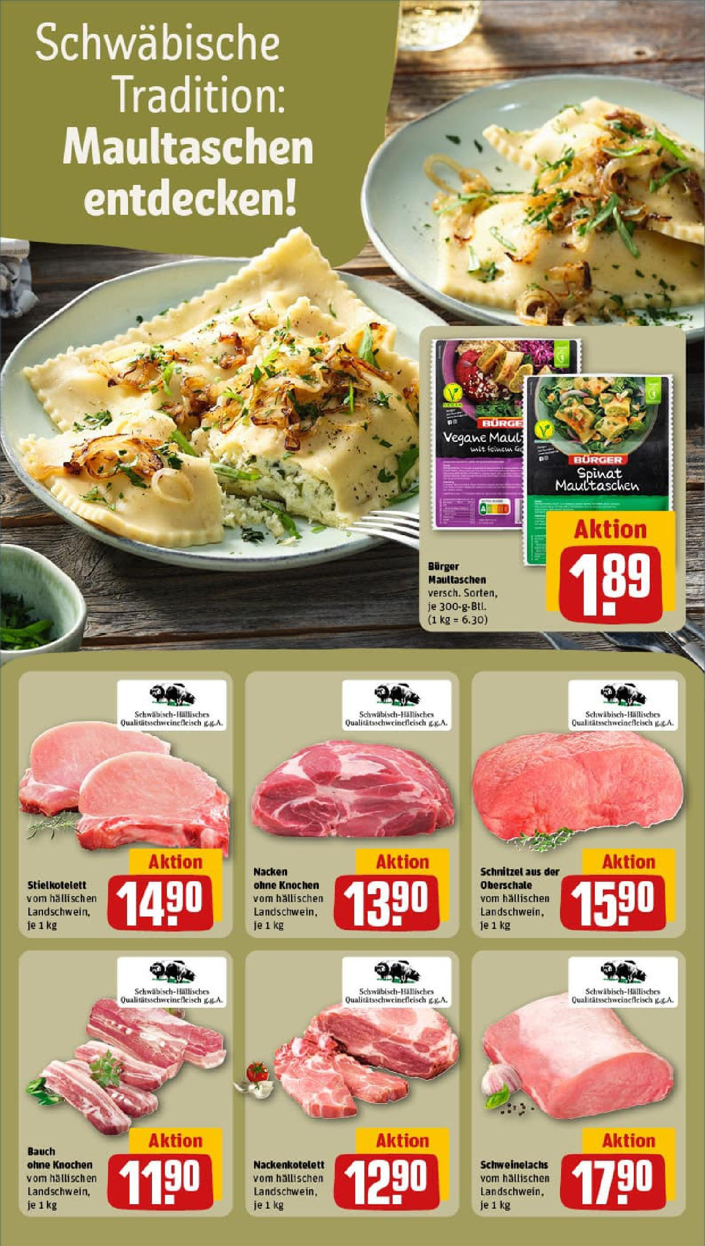REWE Prospekt ab 01.09.2025 zum Blättern » Angebote | Seite: 18 | Produkte: Burger, Schnitzel, Maultaschen REWE Prospekt ab 01.09.2025 zum Blättern » Angebote | Seite: 18 | Produkte: Burger, Schnitzel, Maultaschen