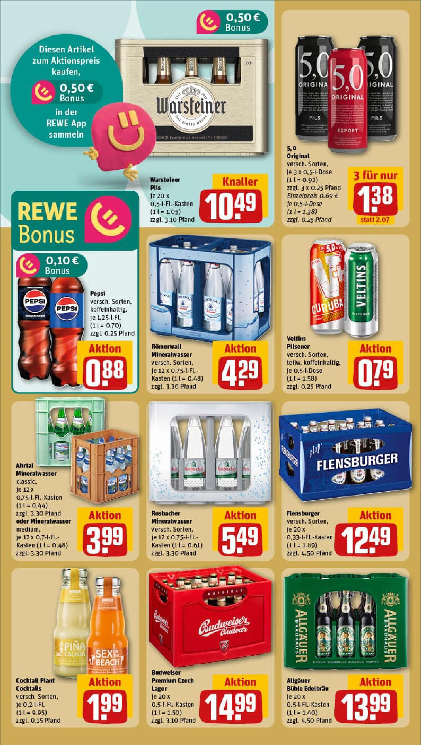 REWE Prospekt ab 01.09.2025 zum Blättern » Angebote | Seite: 22 | Produkte: Mineralwasser, Warsteiner, Pepsi, Budweiser REWE Prospekt ab 01.09.2025 zum Blättern » Angebote | Seite: 22 | Produkte: Mineralwasser, Warsteiner, Pepsi, Budweiser
