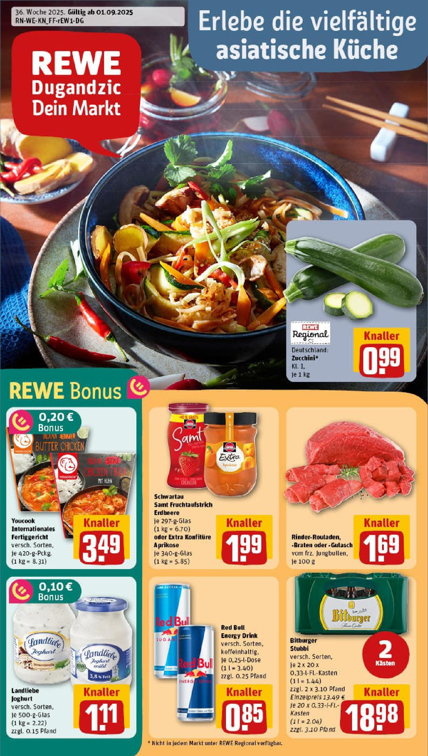 REWE Prospekt ab 01.09.2025 zum Blättern » Angebote | Seite: 1 | Produkte: Bitburger, Youcook, Joghurt, Landliebe joghurt REWE Prospekt ab 01.09.2025 zum Blättern » Angebote | Seite: 1 | Produkte: Bitburger, Youcook, Joghurt, Landliebe joghurt