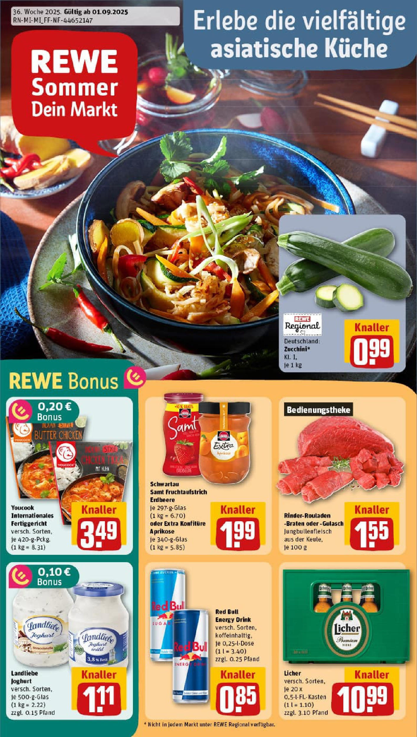 REWE Prospekt ab 01.09.2025 zum Blättern » Angebote | Seite: 1 | Produkte: Youcook, Red bull, Butter, Landliebe joghurt REWE Prospekt ab 01.09.2025 zum Blättern » Angebote | Seite: 1 | Produkte: Youcook, Red bull, Butter, Landliebe joghurt