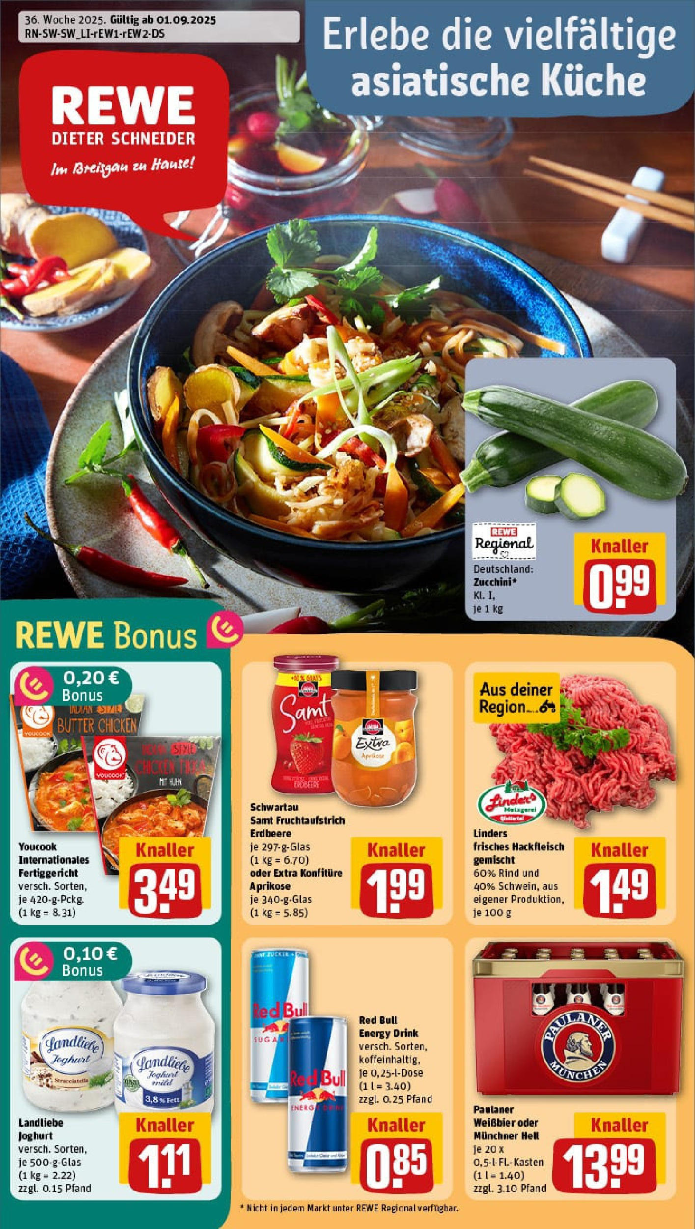 REWE Prospekt ab 01.09.2025 zum Blättern » Angebote | Seite: 1 | Produkte: Youcook, Energy, Zucchini, Paulaner REWE Prospekt ab 01.09.2025 zum Blättern » Angebote | Seite: 1 | Produkte: Youcook, Energy, Zucchini, Paulaner