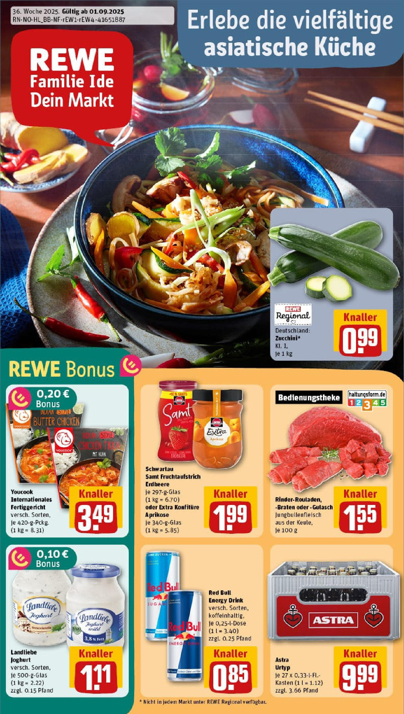 REWE Prospekt ab 01.09.2025 zum Blättern » Angebote | Seite: 1 | Produkte: Energy, Butter, Astra, Landliebe joghurt REWE Prospekt ab 01.09.2025 zum Blättern » Angebote | Seite: 1 | Produkte: Energy, Butter, Astra, Landliebe joghurt