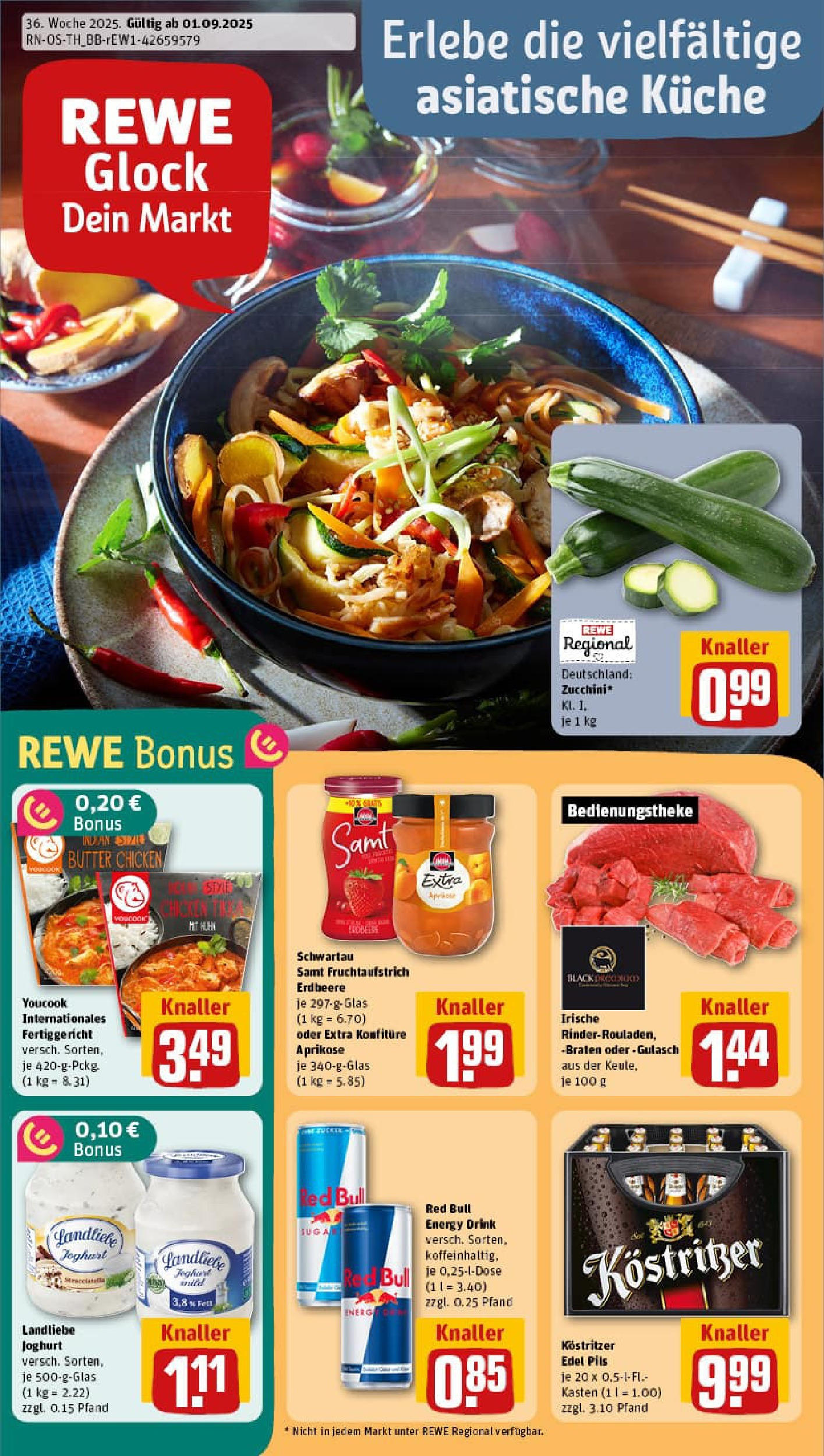 REWE Prospekt ab 01.09.2025 zum Blättern » Angebote | Seite: 1 | Produkte: Youcook, Kostritzer, Joghurt, Zucchini REWE Prospekt ab 01.09.2025 zum Blättern » Angebote | Seite: 1 | Produkte: Youcook, Kostritzer, Joghurt, Zucchini
