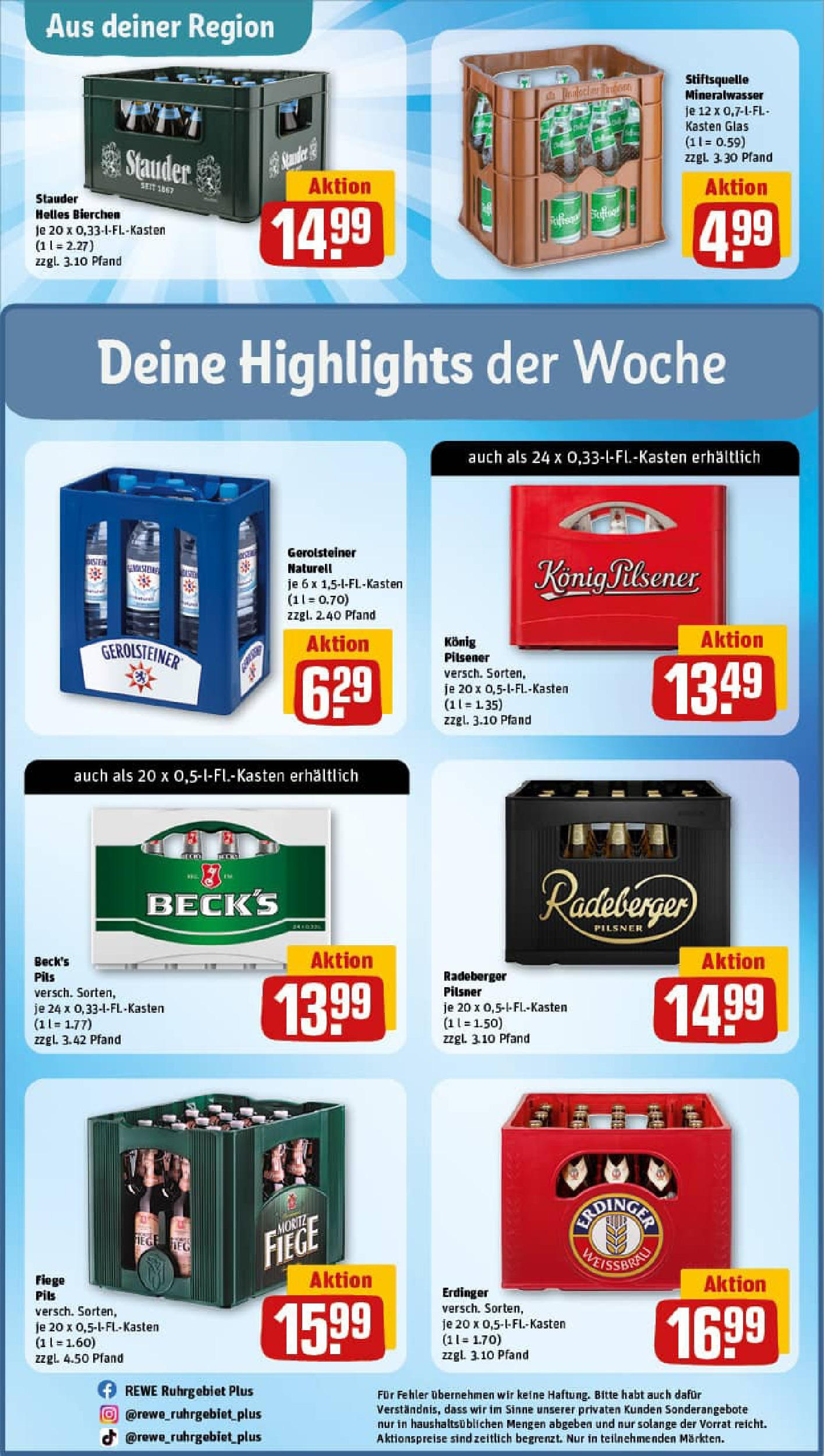 REWE Prospekt ab 01.09.2025 zum Blättern » Angebote | Seite: 33 | Produkte: Konig pilsener, Erdinger, Pils, Mineralwasser REWE Prospekt ab 01.09.2025 zum Blättern » Angebote | Seite: 33 | Produkte: Konig pilsener, Erdinger, Pils, Mineralwasser