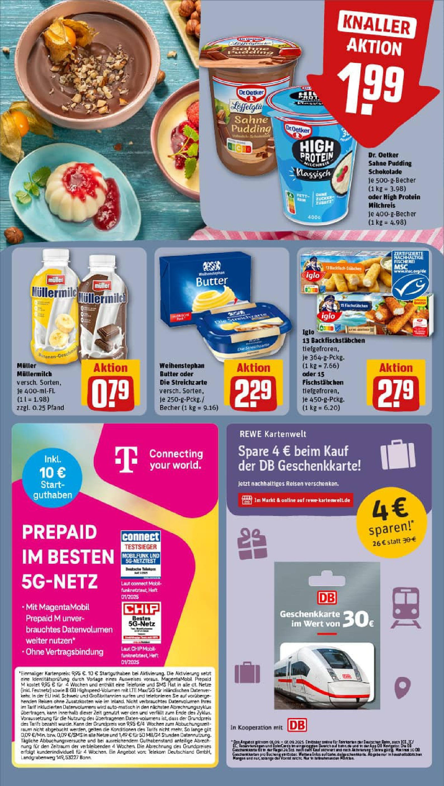 REWE Prospekt ab 01.09.2025 zum Blättern » Angebote | Seite: 8 | Produkte: Schokolade, Weihenstephan butter, Müllermilch, Muller mullermilch