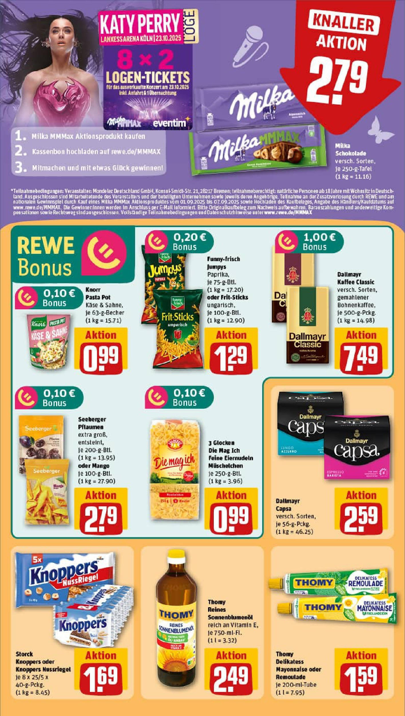 REWE Prospekt ab 01.09.2025 zum Blättern » Angebote | Seite: 10 | Produkte: Sonnenblumenol, Dallmayr, Knoppers, Pasta