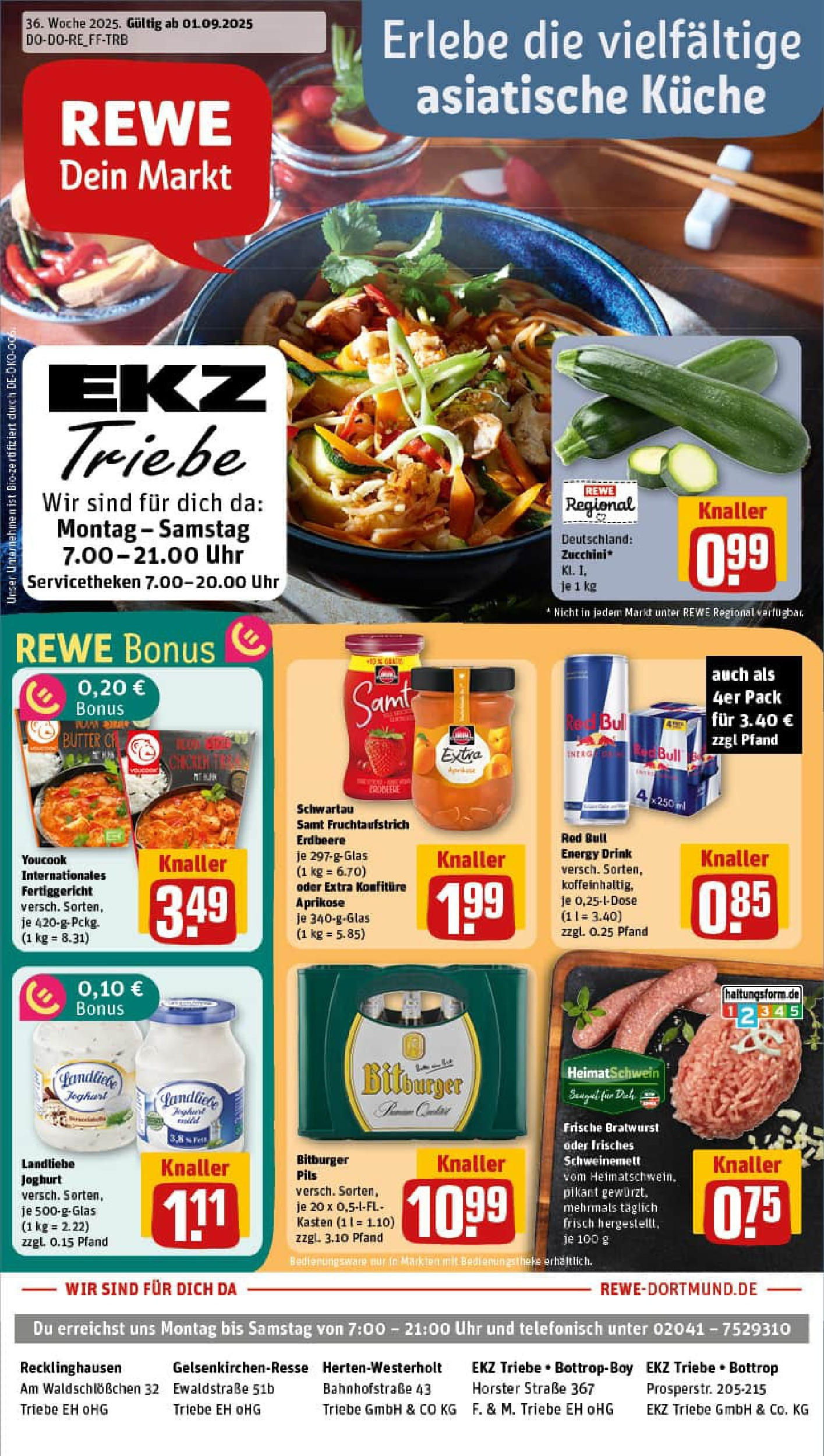 REWE Prospekt ab 01.09.2025 zum Blättern » Angebote | Seite: 1 | Produkte: Bitburger, Butter, Pils, Küche