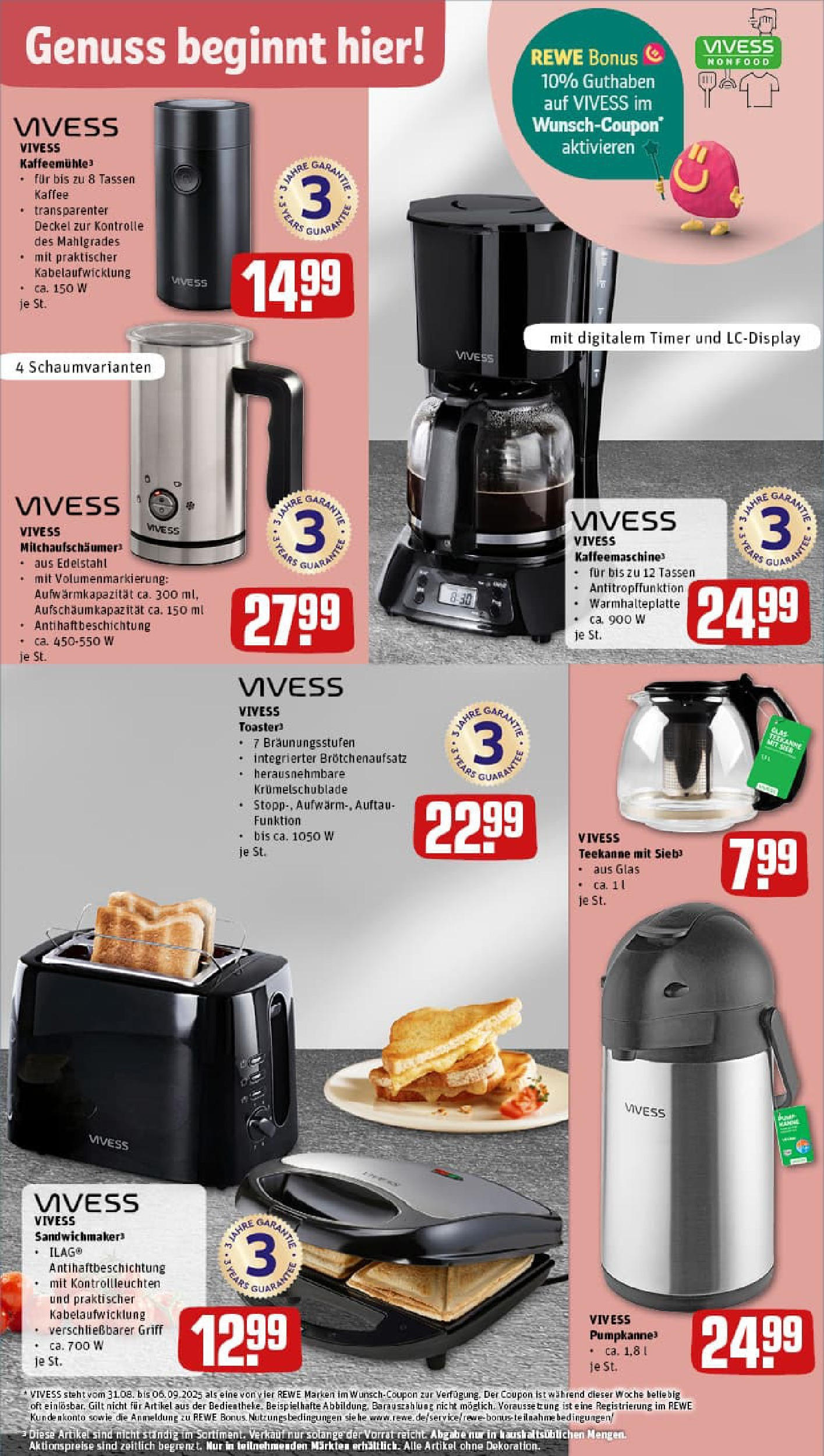 REWE Prospekt ab 01.09.2025 zum Blättern » Angebote | Seite: 36 | Produkte: Kaffeemaschine, Toaster, Kaffee, Teekanne REWE Prospekt ab 01.09.2025 zum Blättern » Angebote | Seite: 36 | Produkte: Kaffeemaschine, Toaster, Kaffee, Teekanne