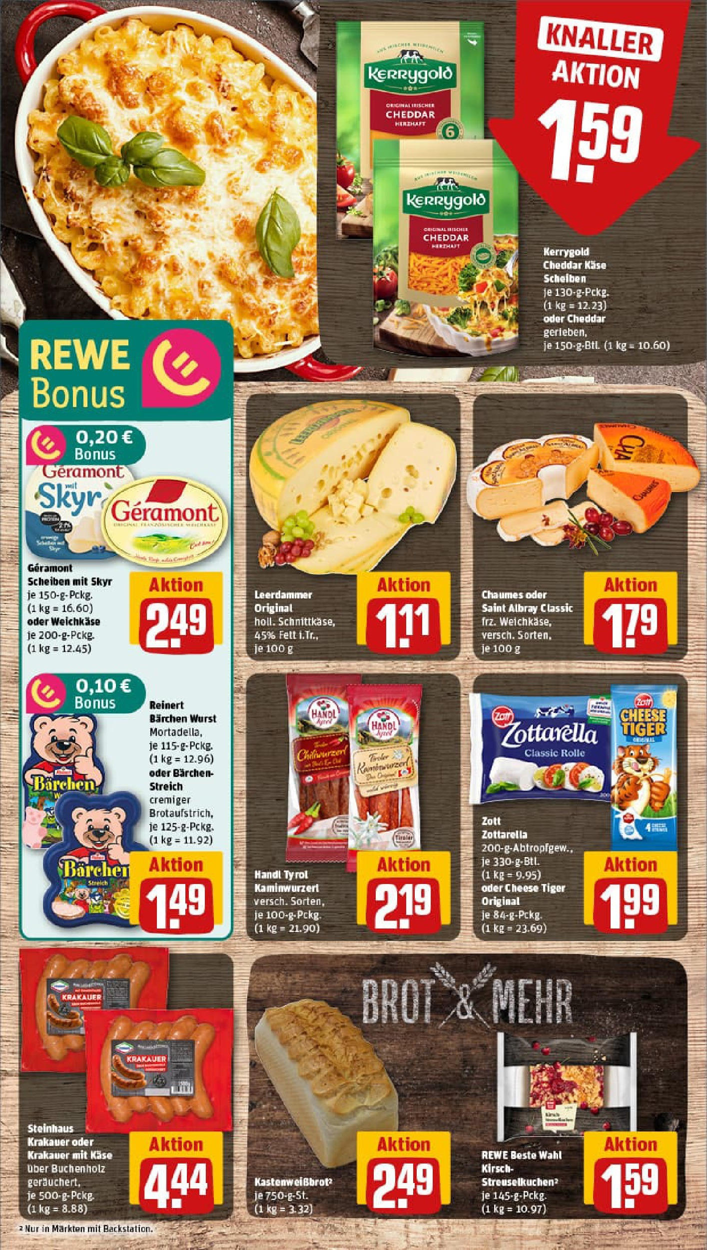 REWE Prospekt ab 01.09.2025 zum Blättern » Angebote | Seite: 9 | Produkte: Mozzarella, Leerdammer, Skyr, Brot