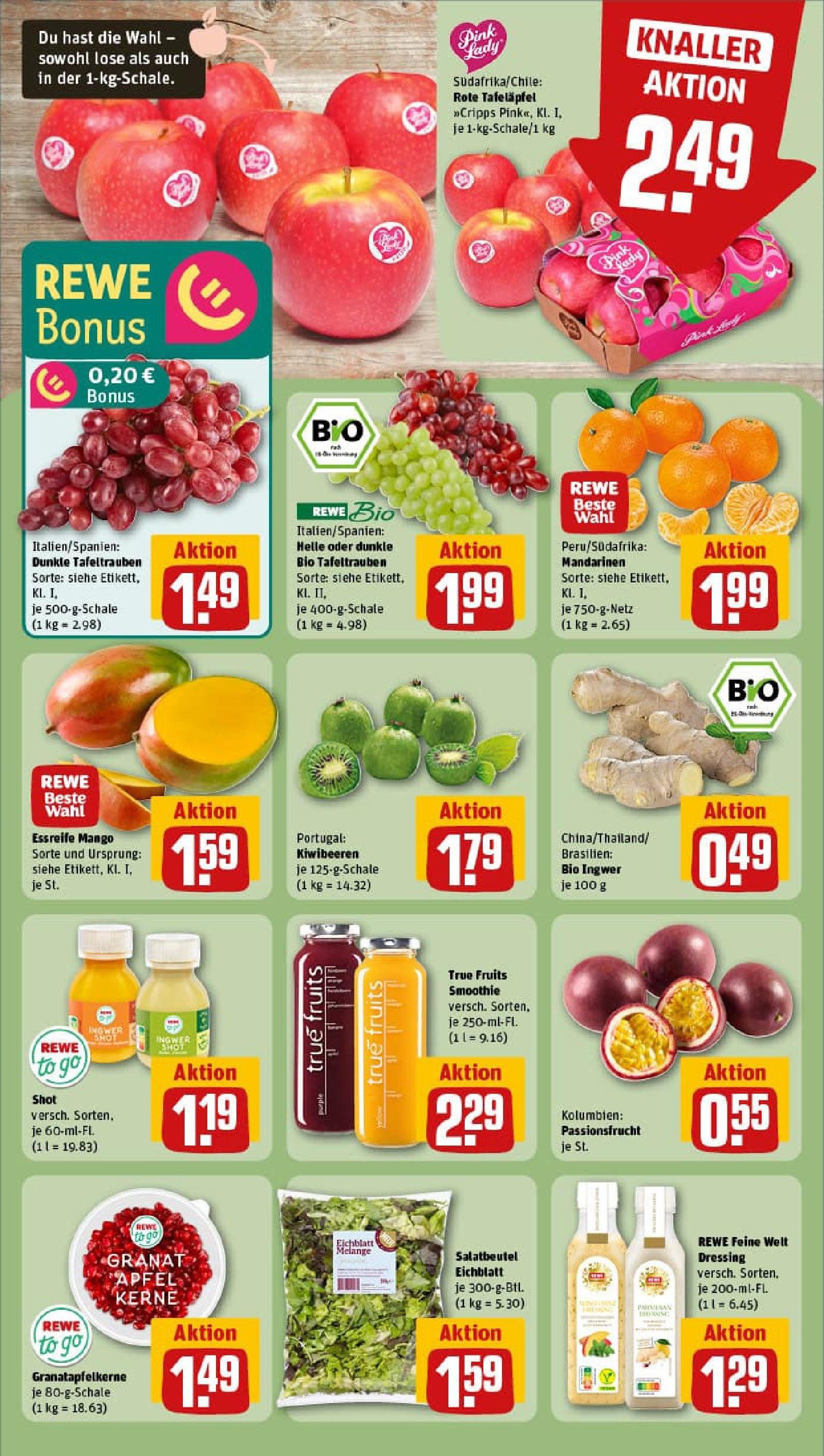 REWE Prospekt ab 01.09.2025 zum Blättern » Angebote | Seite: 4 | Produkte: Dressing, Äpfel, Mandarinen, Kiwi
