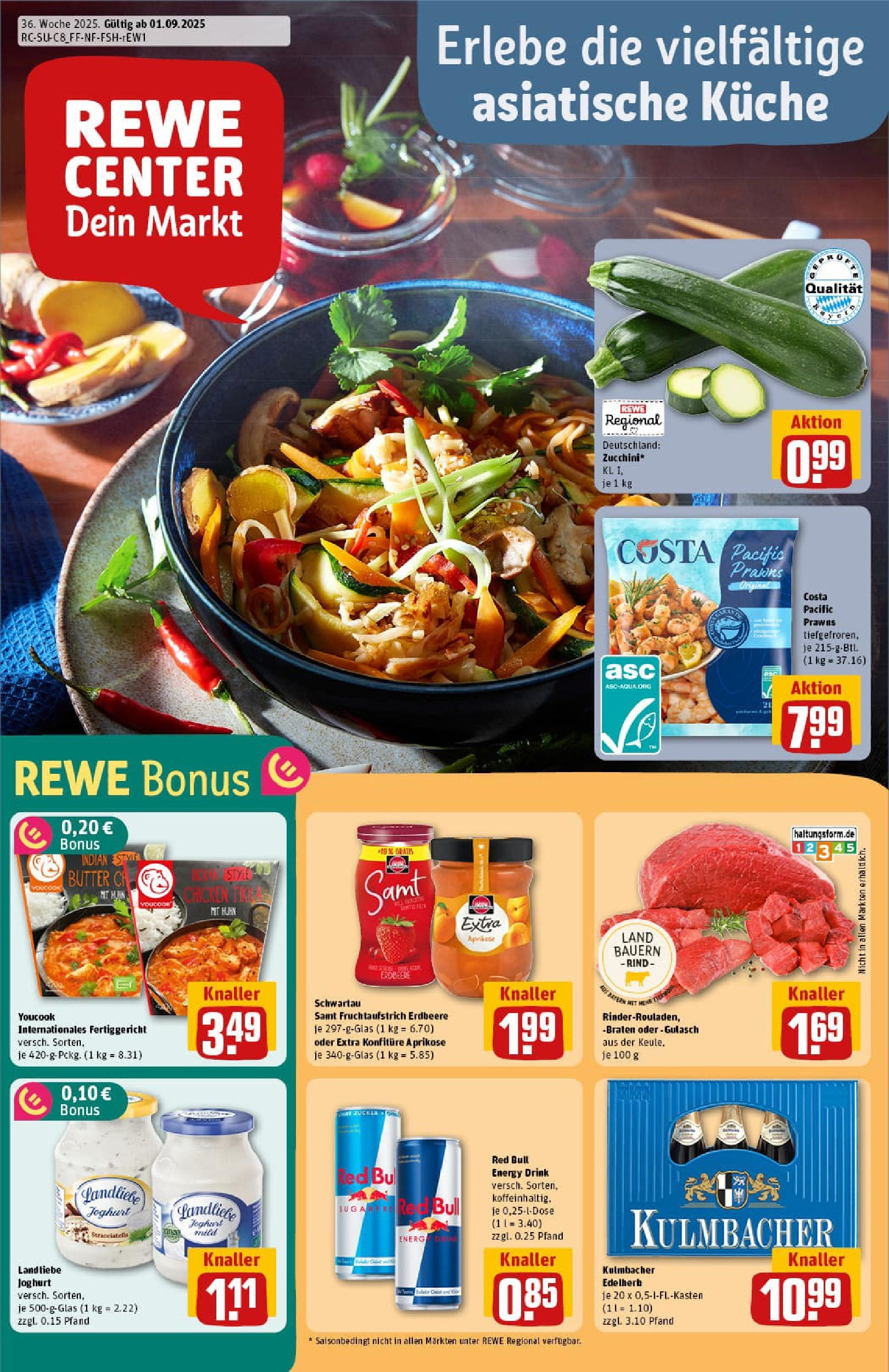 REWE Prospekt ab 01.09.2025 zum Blättern » Angebote | Seite: 1 | Produkte: Red bull, Energy, Joghurt, Zucker REWE Prospekt ab 01.09.2025 zum Blättern » Angebote | Seite: 1 | Produkte: Red bull, Energy, Joghurt, Zucker
