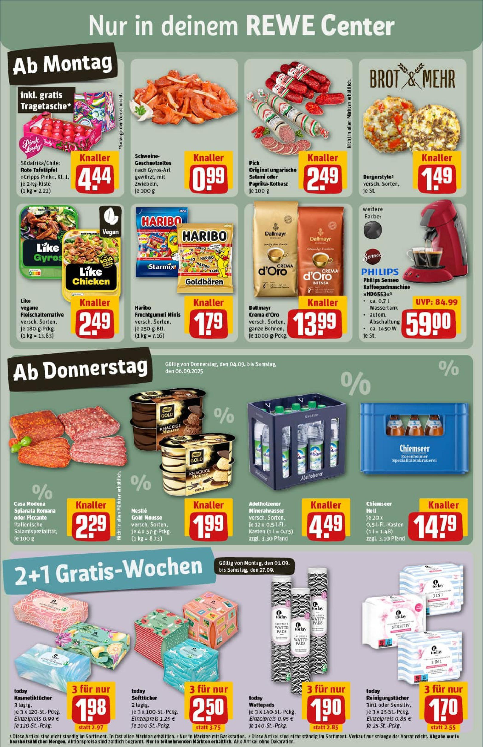 REWE Prospekt ab 01.09.2025 zum Blättern » Angebote | Seite: 3 | Produkte: Senseo, Adelholzener, Reinigungstücher, Brot REWE Prospekt ab 01.09.2025 zum Blättern » Angebote | Seite: 3 | Produkte: Senseo, Adelholzener, Reinigungstücher, Brot