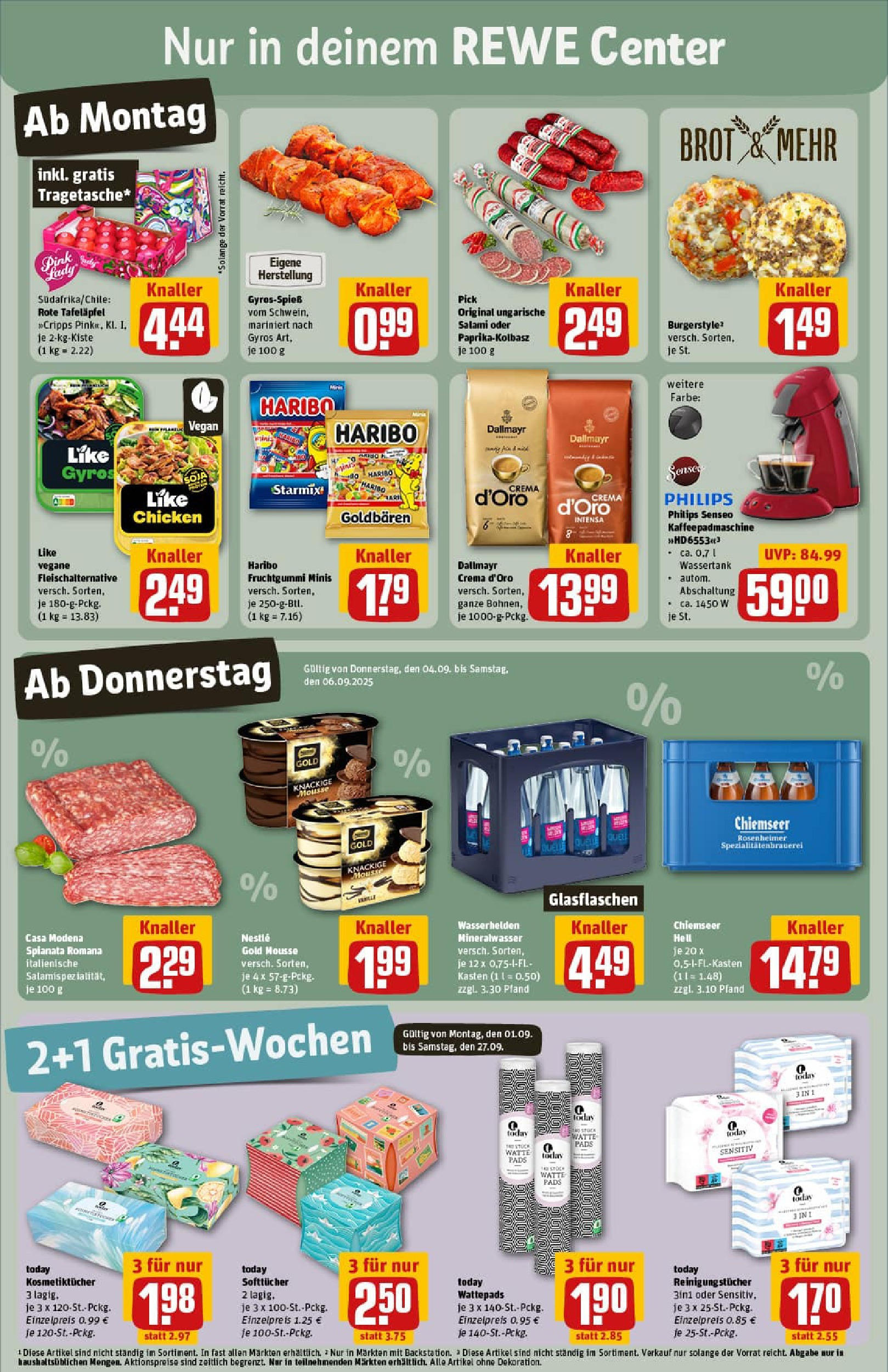 REWE Prospekt ab 01.09.2025 zum Blättern » Angebote | Seite: 3 | Produkte: Haribo, Burger, Dallmayr, Reinigungstücher REWE Prospekt ab 01.09.2025 zum Blättern » Angebote | Seite: 3 | Produkte: Haribo, Burger, Dallmayr, Reinigungstücher