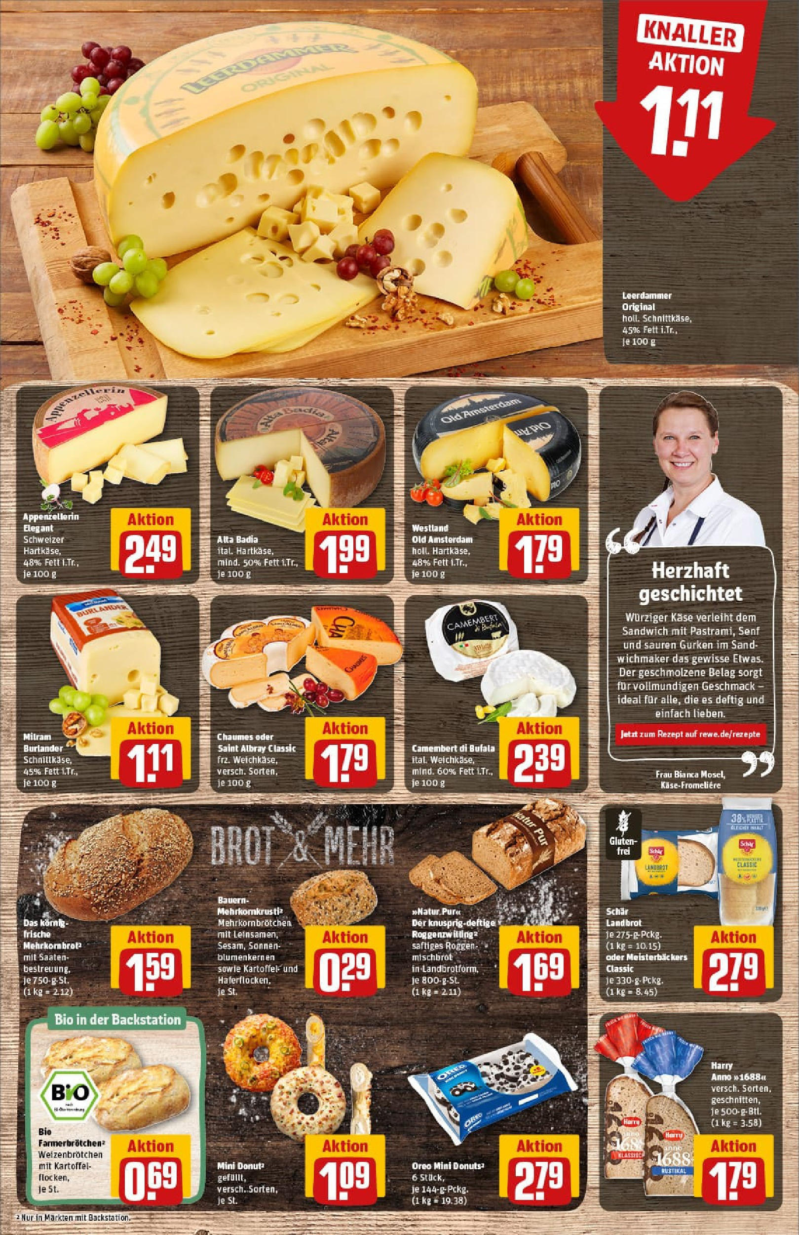 REWE Prospekt ab 01.09.2025 zum Blättern » Angebote | Seite: 13 | Produkte: Käse, Donuts, Milram, Brot REWE Prospekt ab 01.09.2025 zum Blättern » Angebote | Seite: 13 | Produkte: Käse, Donuts, Milram, Brot