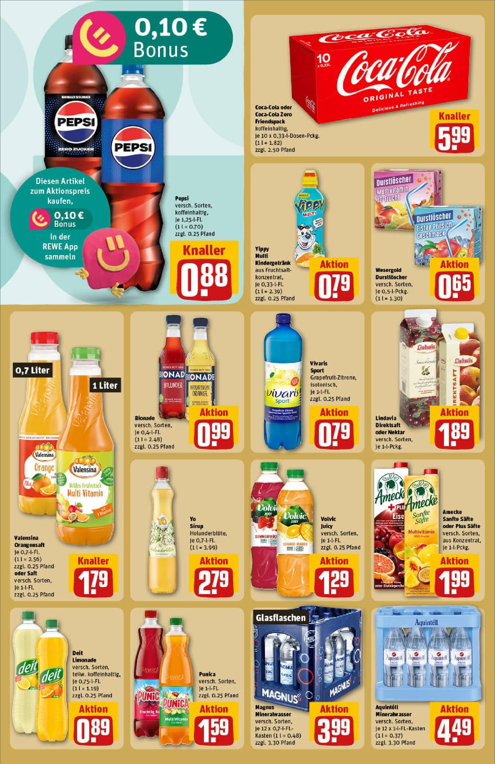 REWE Prospekt ab 01.09.2025 zum Blättern » Angebote | Seite: 26 | Produkte: Orangensaft, Mineralwasser, Pepsi, Volvic REWE Prospekt ab 01.09.2025 zum Blättern » Angebote | Seite: 26 | Produkte: Orangensaft, Mineralwasser, Pepsi, Volvic