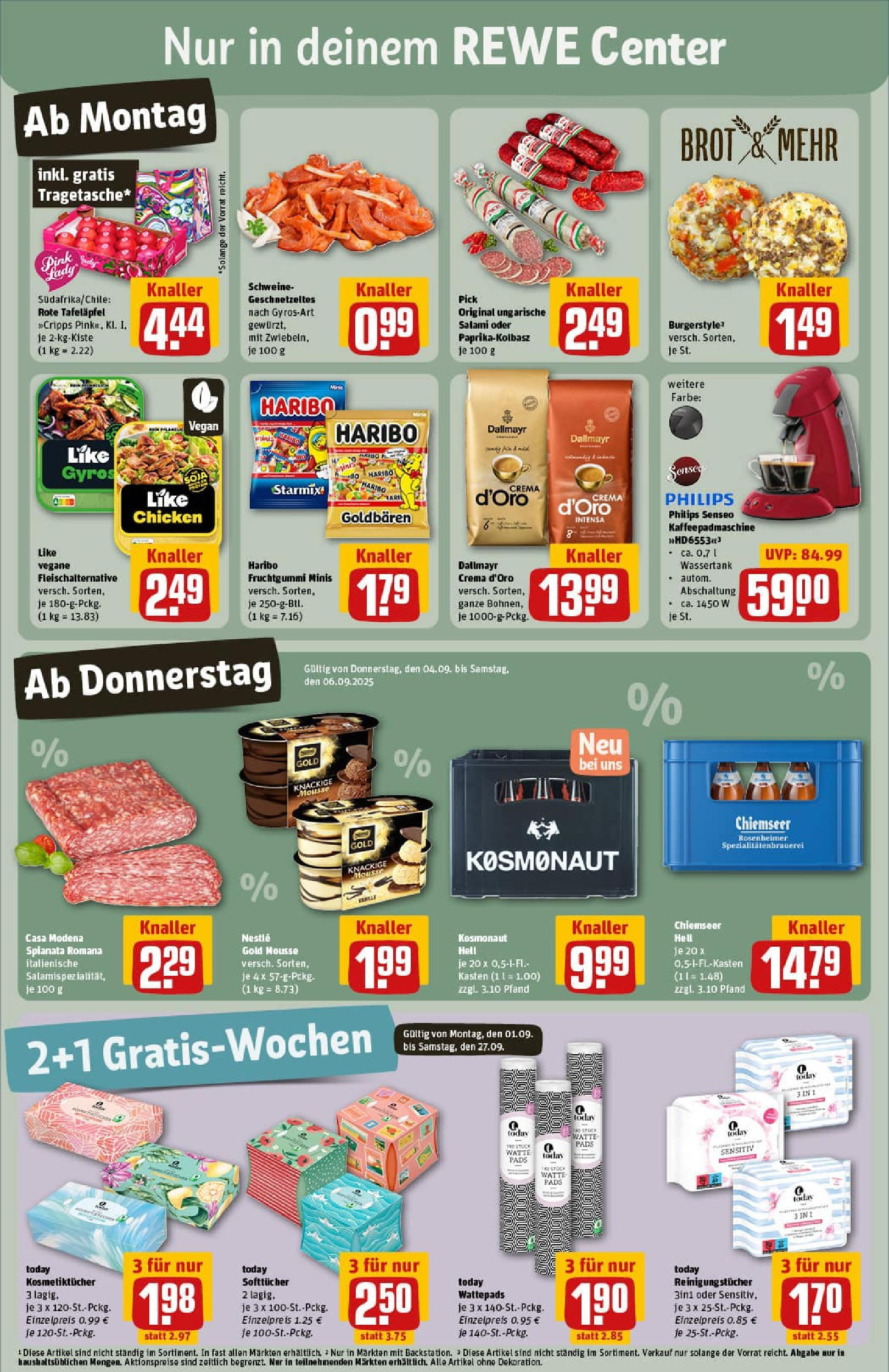 REWE Prospekt ab 01.09.2025 zum Blättern » Angebote | Seite: 3 | Produkte: Wattepads, Senseo, Gyros, Dallmayr REWE Prospekt ab 01.09.2025 zum Blättern » Angebote | Seite: 3 | Produkte: Wattepads, Senseo, Gyros, Dallmayr