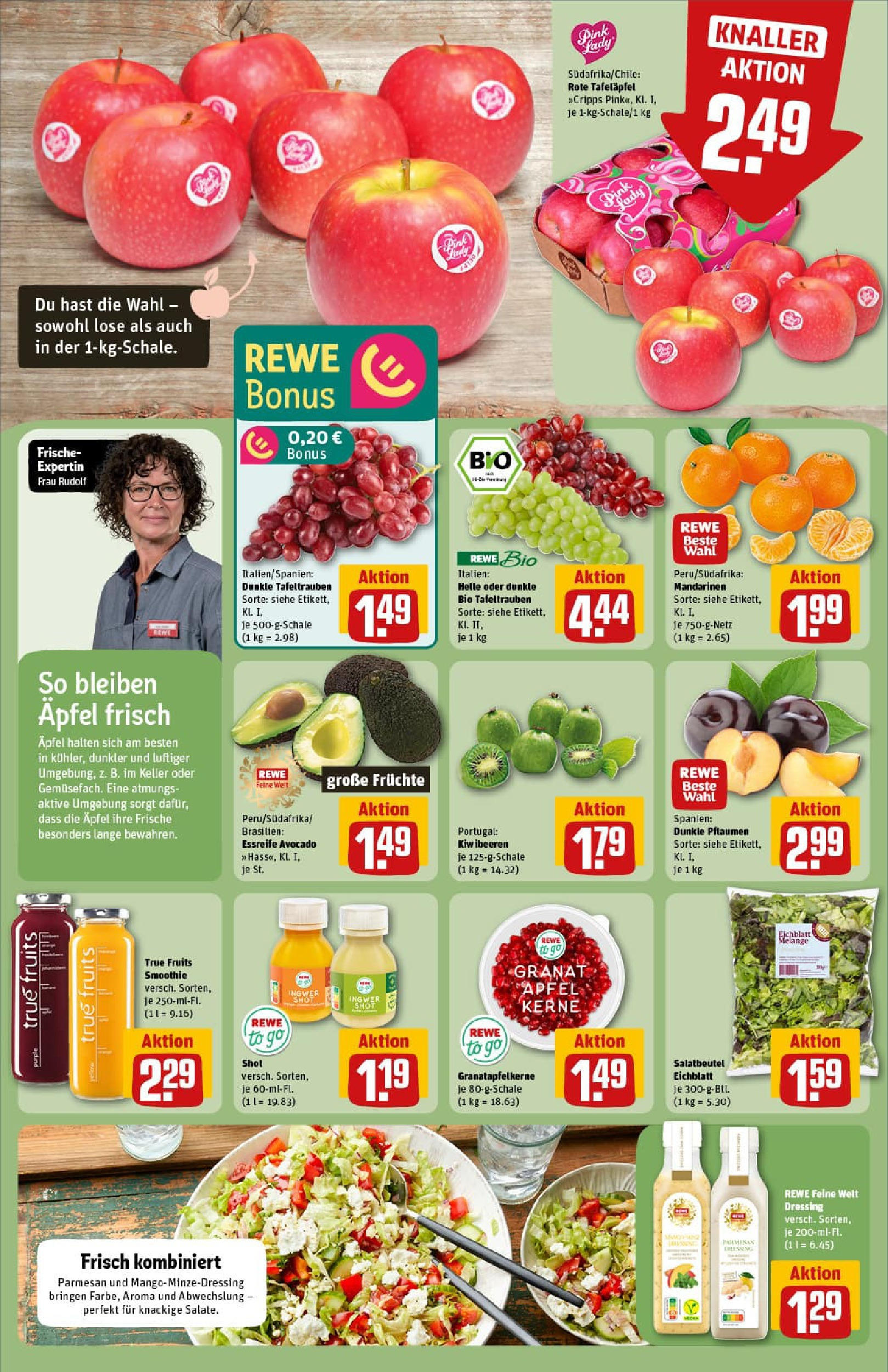 REWE Prospekt ab 01.09.2025 zum Blättern » Angebote | Seite: 8 | Produkte: Pflaumen, Dressing, Mandarinen, Kiwi REWE Prospekt ab 01.09.2025 zum Blättern » Angebote | Seite: 8 | Produkte: Pflaumen, Dressing, Mandarinen, Kiwi